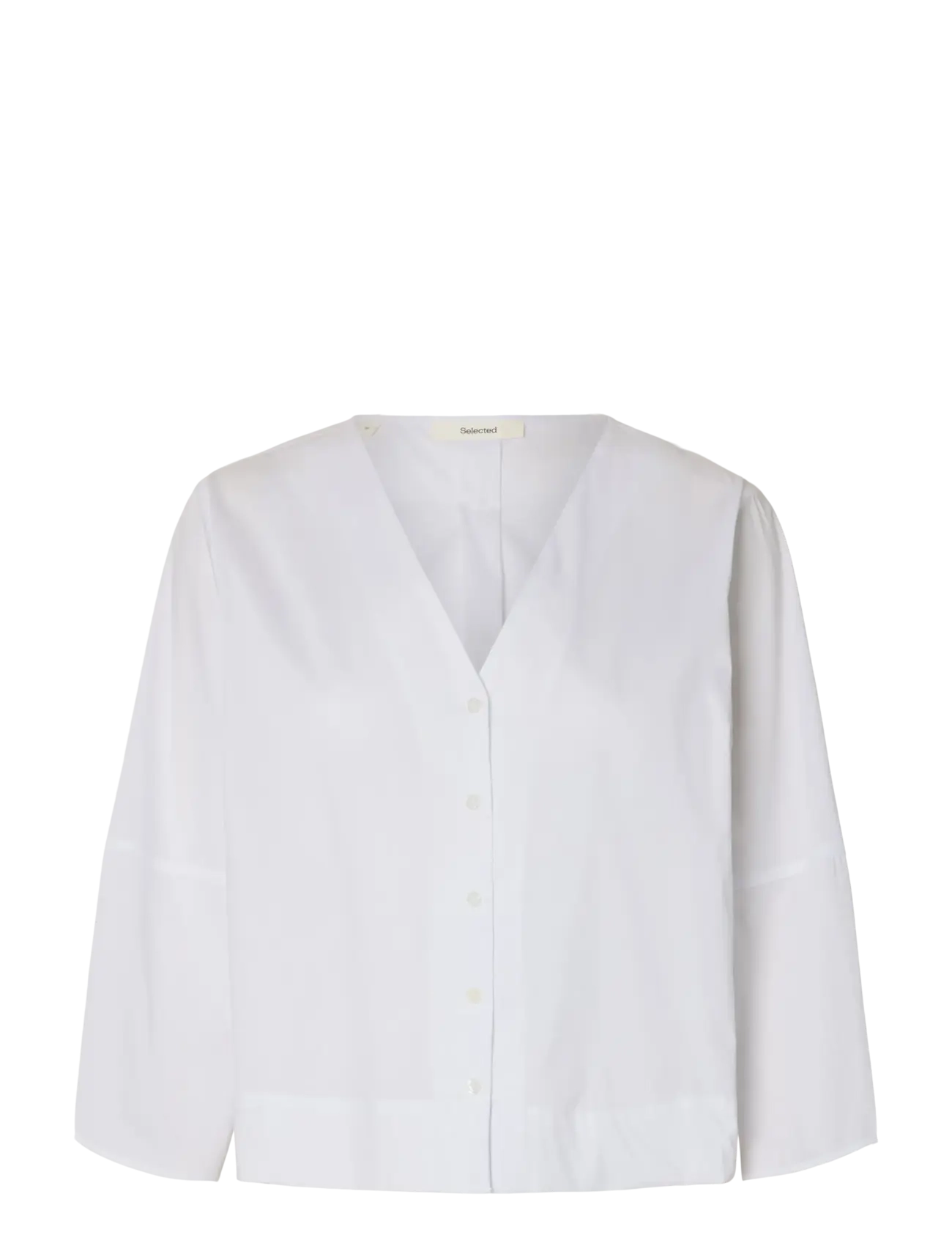 Selected SLFBEA 3/4 V NECK SHIRT B - Selected - BRIGHT WHITE / white