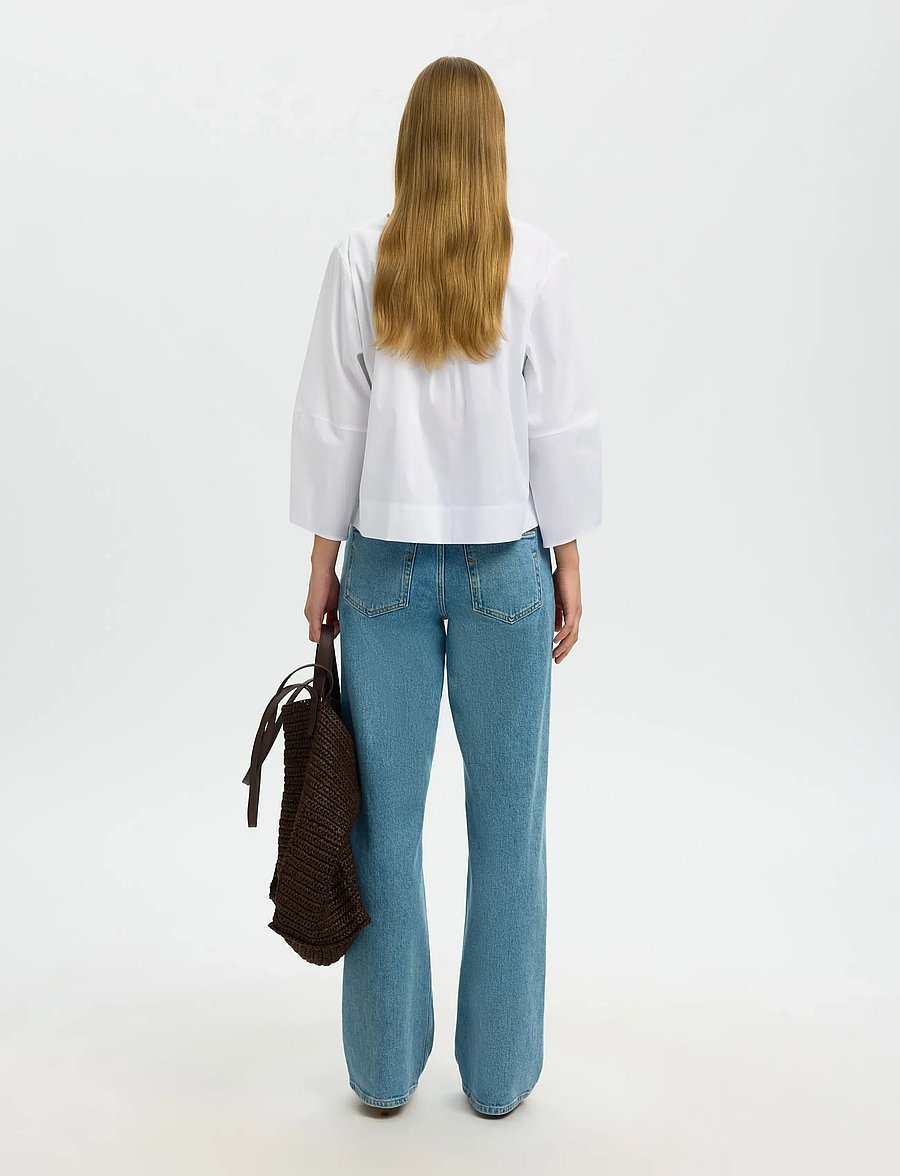 Selected - SLFBEA 3/4 V NECK SHIRT B - langärmlige hemden - bright white - 2