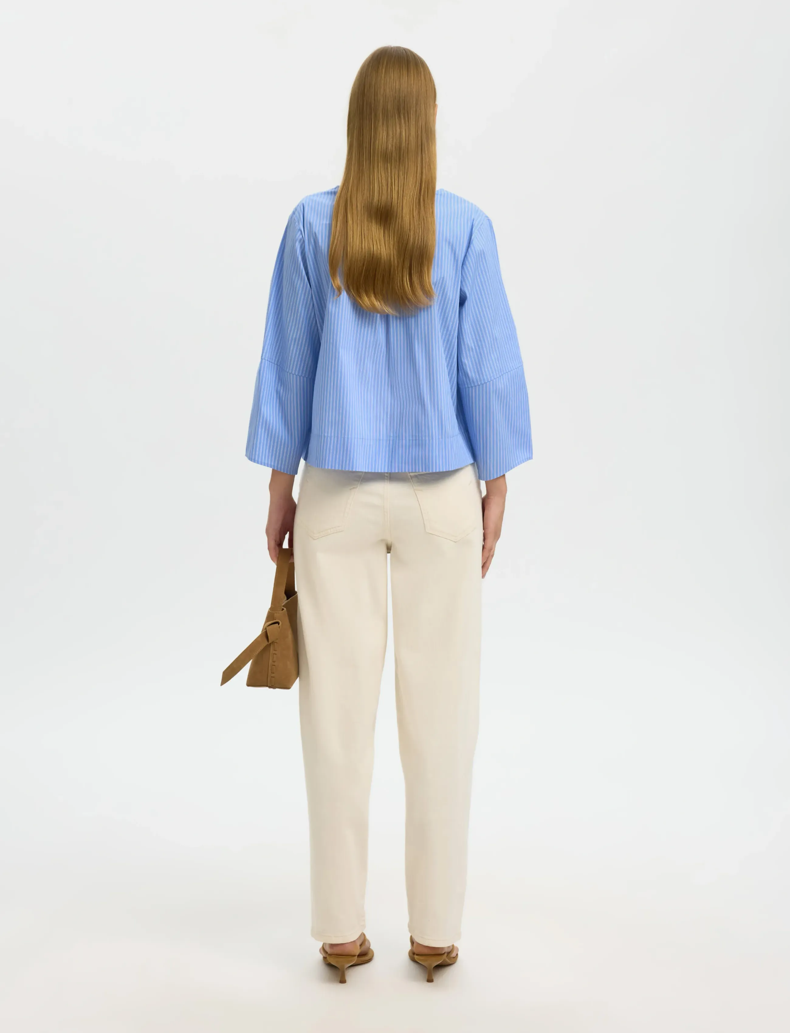 Selected - SLFBEA 3/4 V NECK SHIRT B - long-sleeved shirts - dusty blue - 2