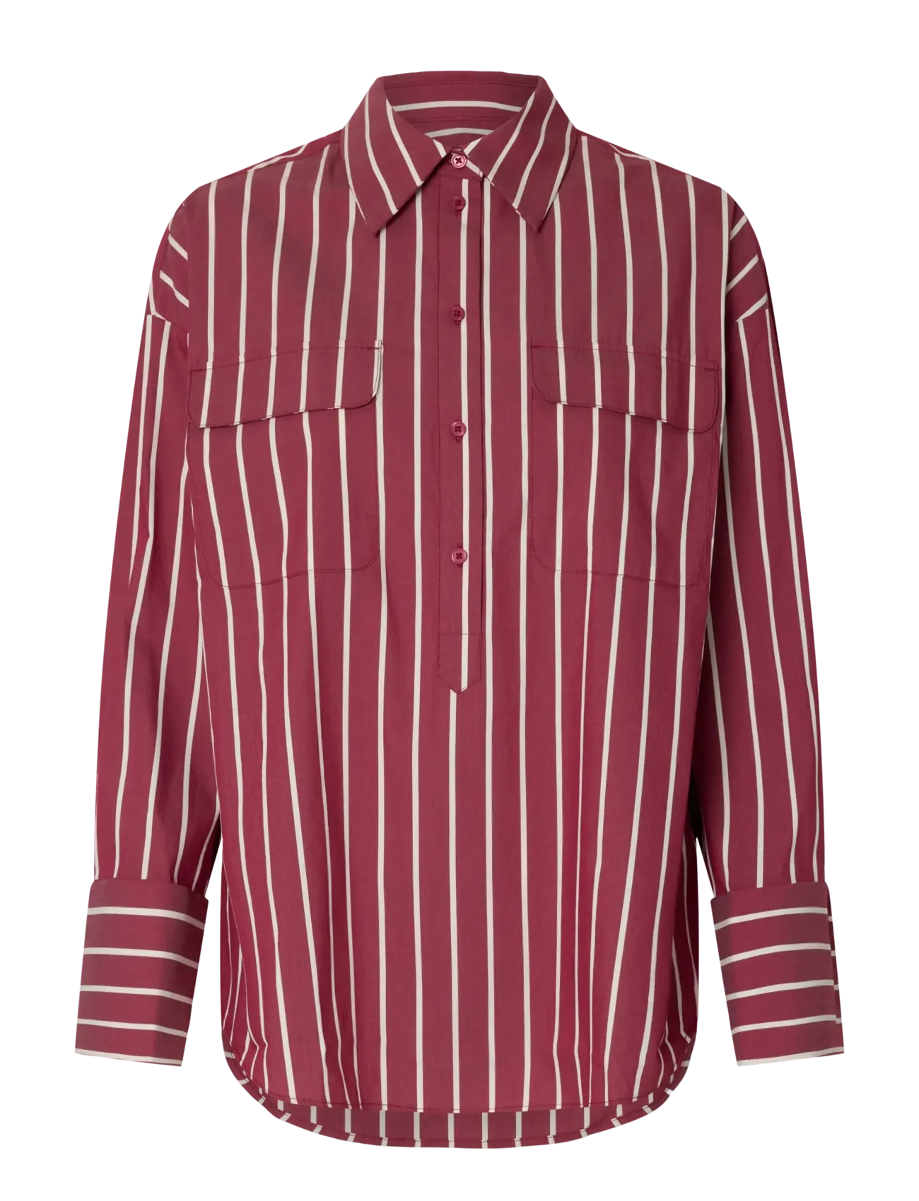 Selected SLFBEA OVERSIZE LS SHIRT B - Selected - ANEMONE / burgundy