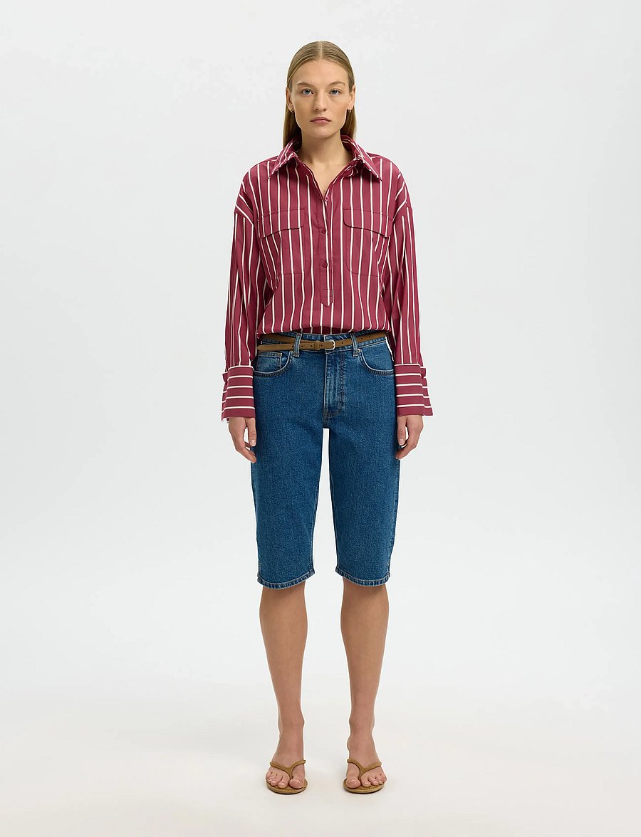 Selected - SLFBEA OVERSIZE LS SHIRT B - overshirts - anemone - 3