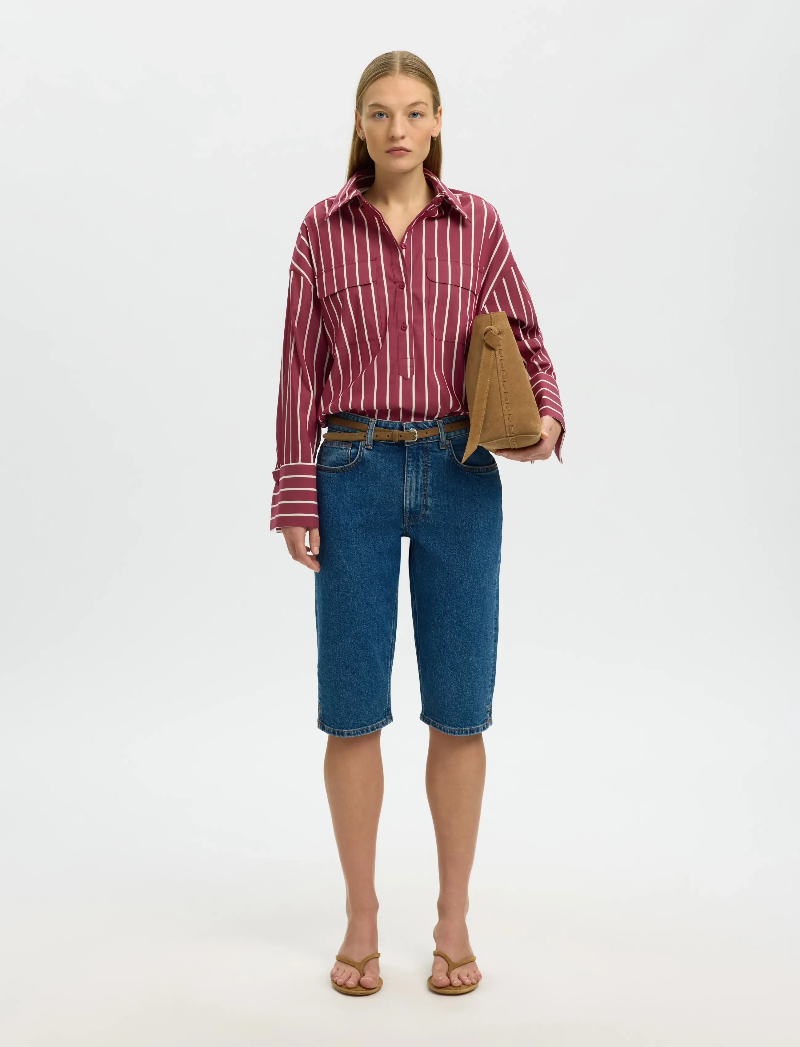 Selected - SLFBEA OVERSIZE LS SHIRT B - overshirts - anemone - 5