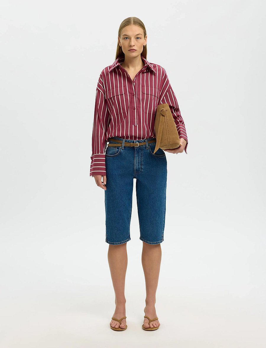 Selected - SLFBEA OVERSIZE LS SHIRT B - overshirts - anemone - 5