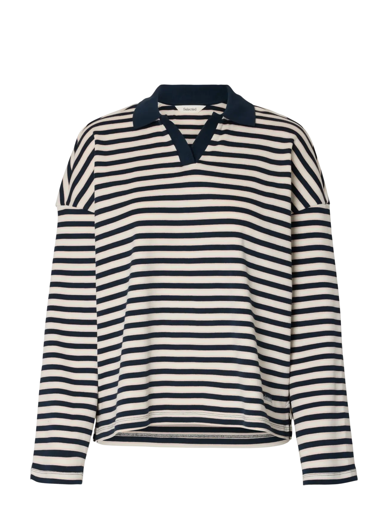 SELECTED Slfmilly Ls Polo Navy - M - Damen