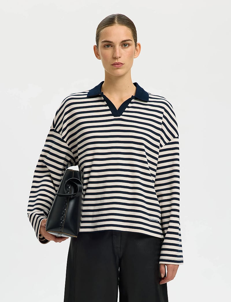 Selected - SLFMILLY LS POLO - poloshirts - dark sapphire - 0