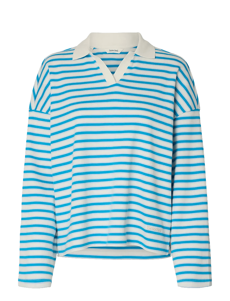 Selected - SLFMILLY LS POLO - poloshirts - malibu blue - 1