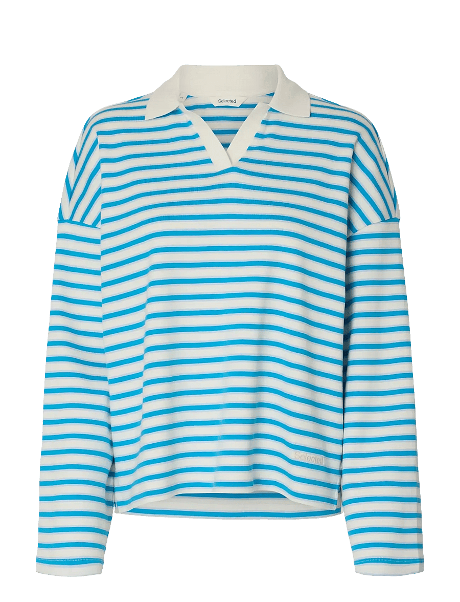 Selected - SLFMILLY LS POLO - poloshirts - malibu blue - 1