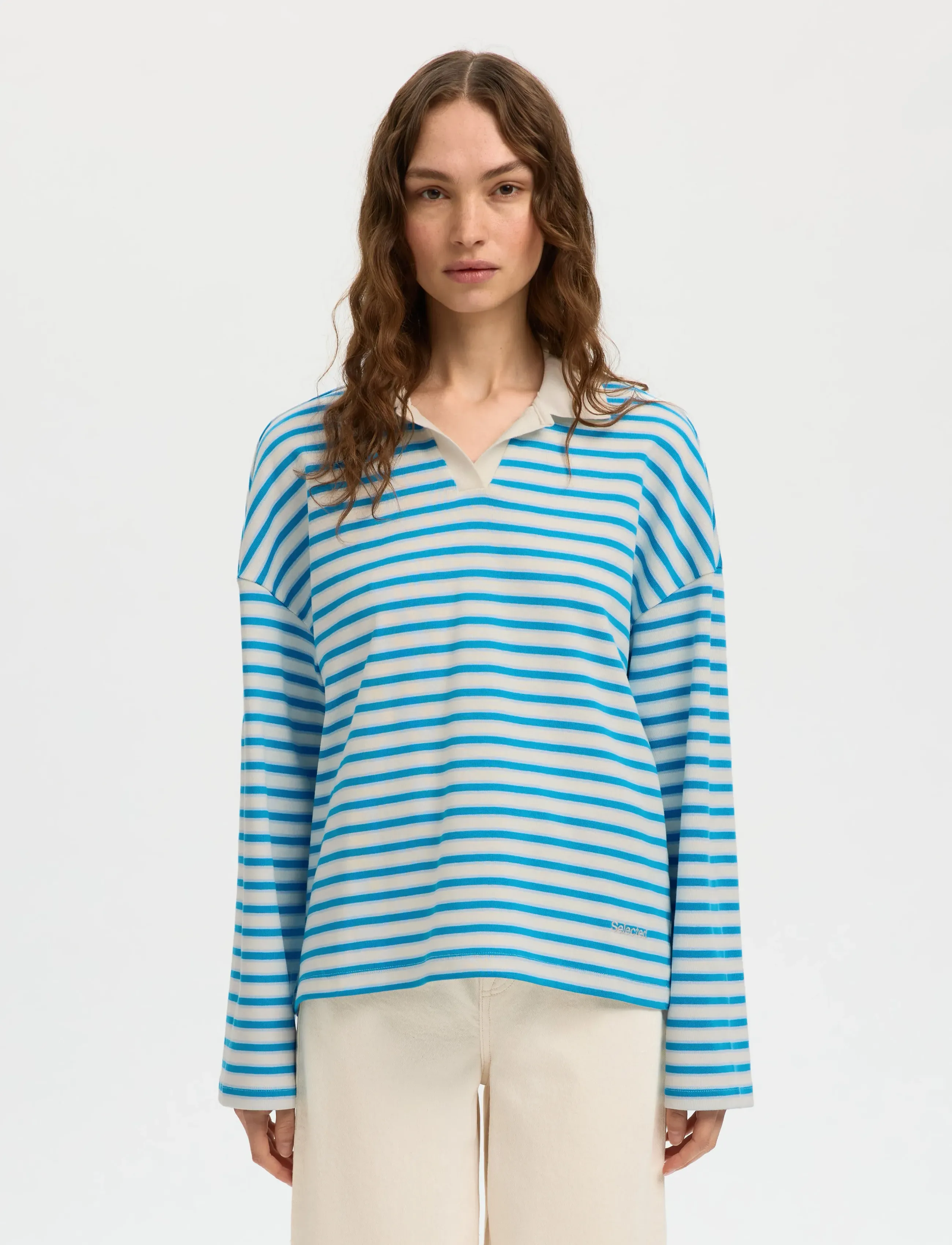 Selected SLFMILLY LS POLO - Polosärgid - MALIBU BLUE / blue