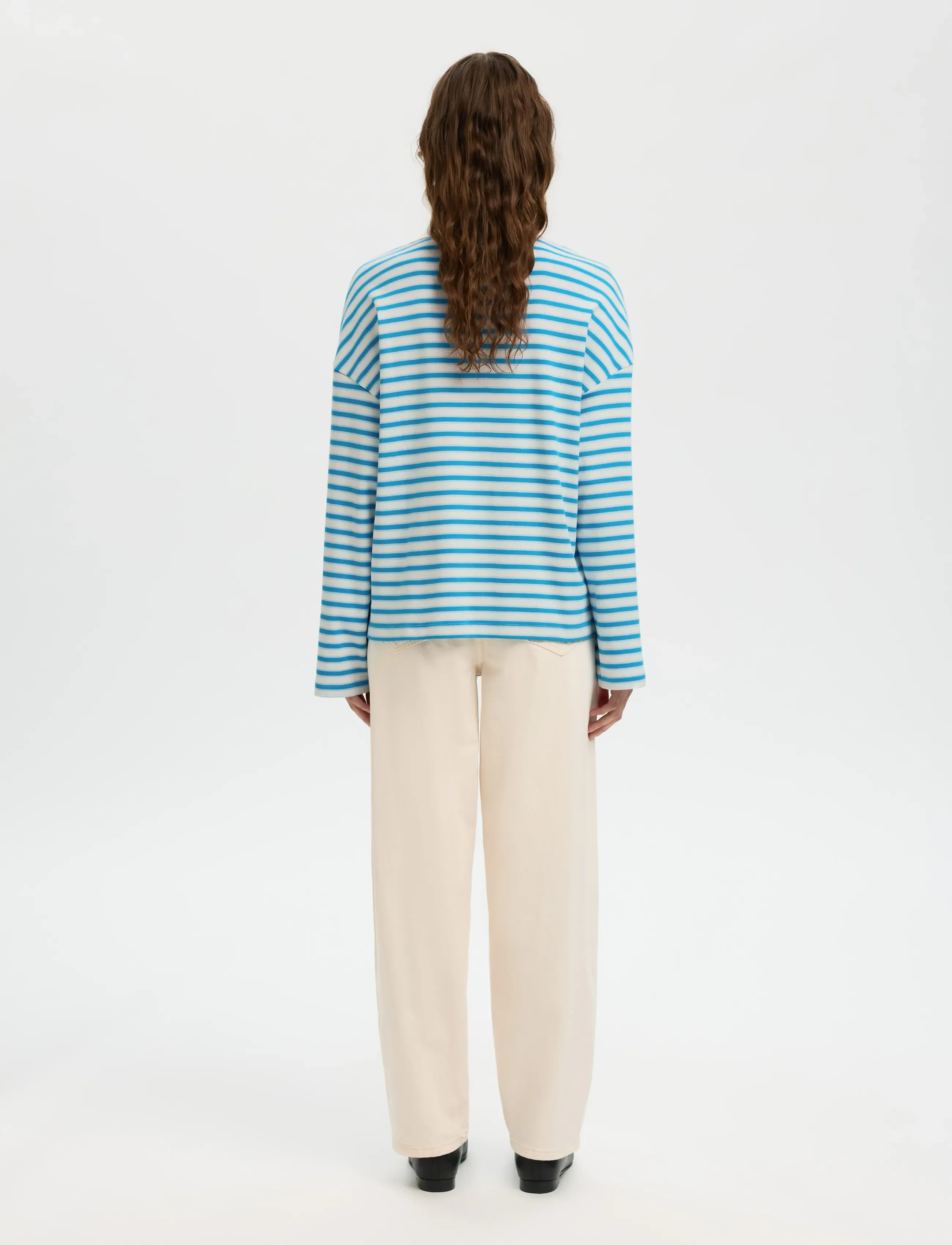 Selected - SLFMILLY LS POLO - pólóbolir - malibu blue - 2