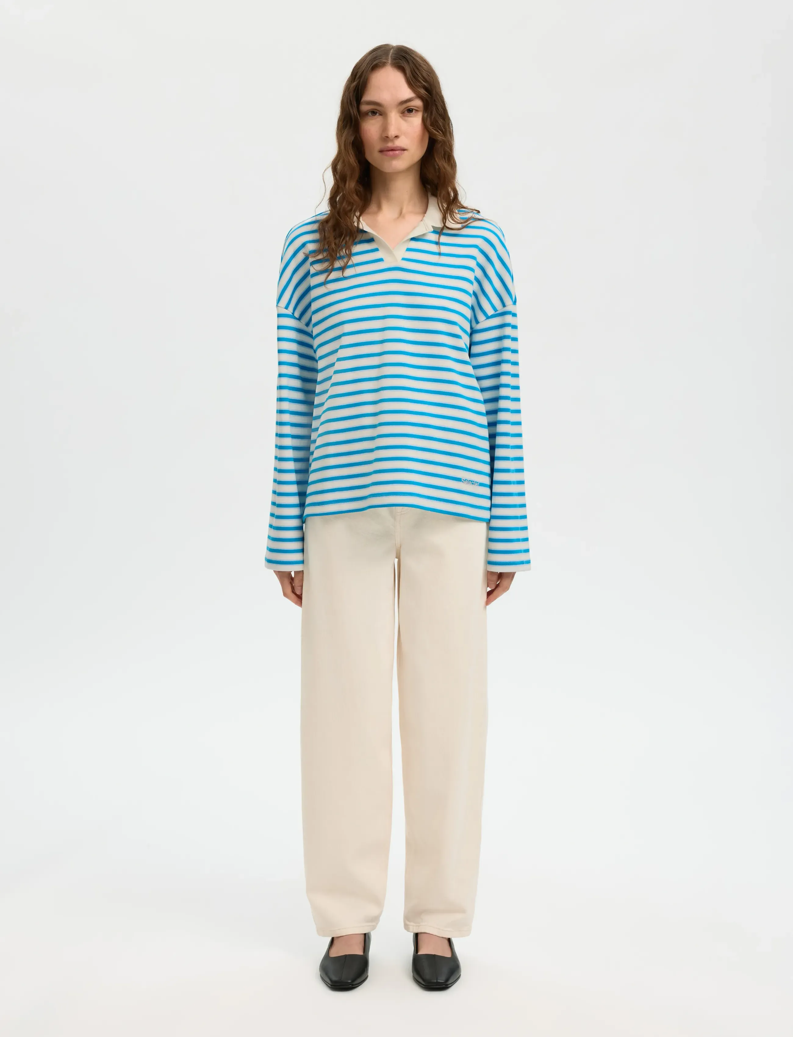 Selected - SLFMILLY LS POLO - pólóbolir - malibu blue - 3