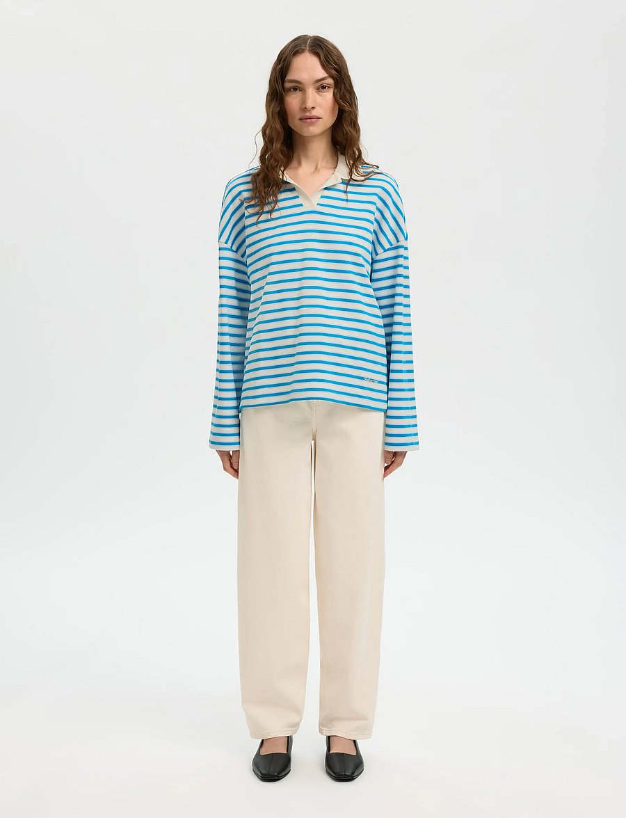 Selected - SLFMILLY LS POLO - poloshirts - malibu blue - 3