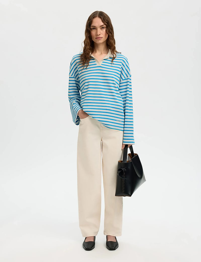 Selected - SLFMILLY LS POLO - poloshirts - malibu blue - 5