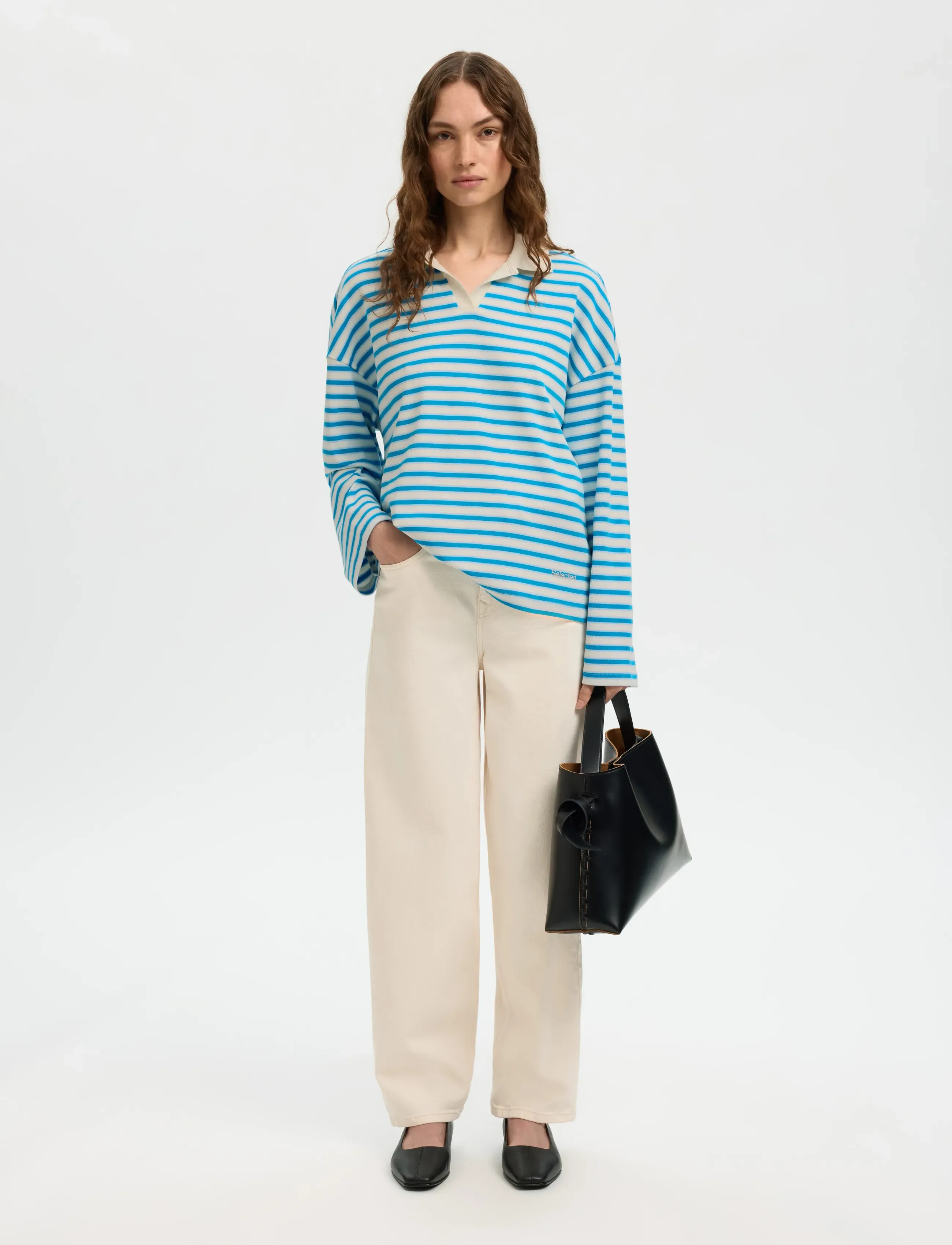 Selected - SLFMILLY LS POLO - pólóbolir - malibu blue - 5