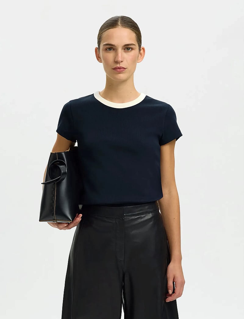 Selected - SLFMILLY SS TEE - t-shirts - dark sapphire - 0