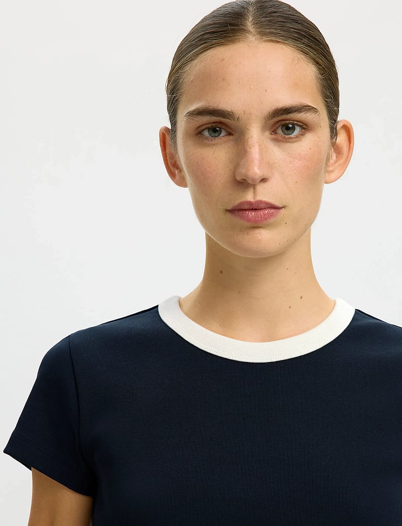 Selected - SLFMILLY SS TEE - t-shirts - dark sapphire - 5