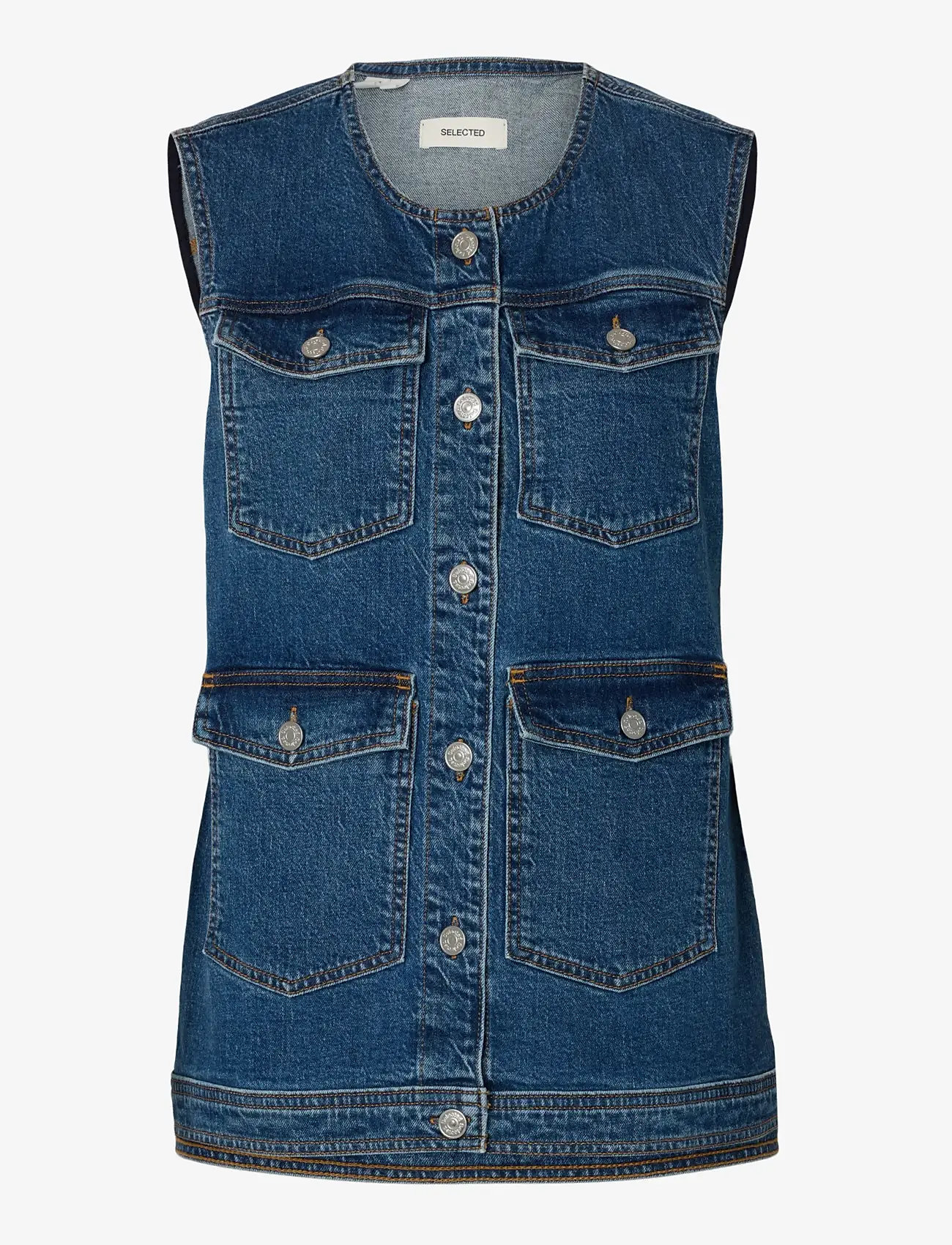 Selected - SLFEVA DENIM VEST - denim vests - medium blue denim - 0