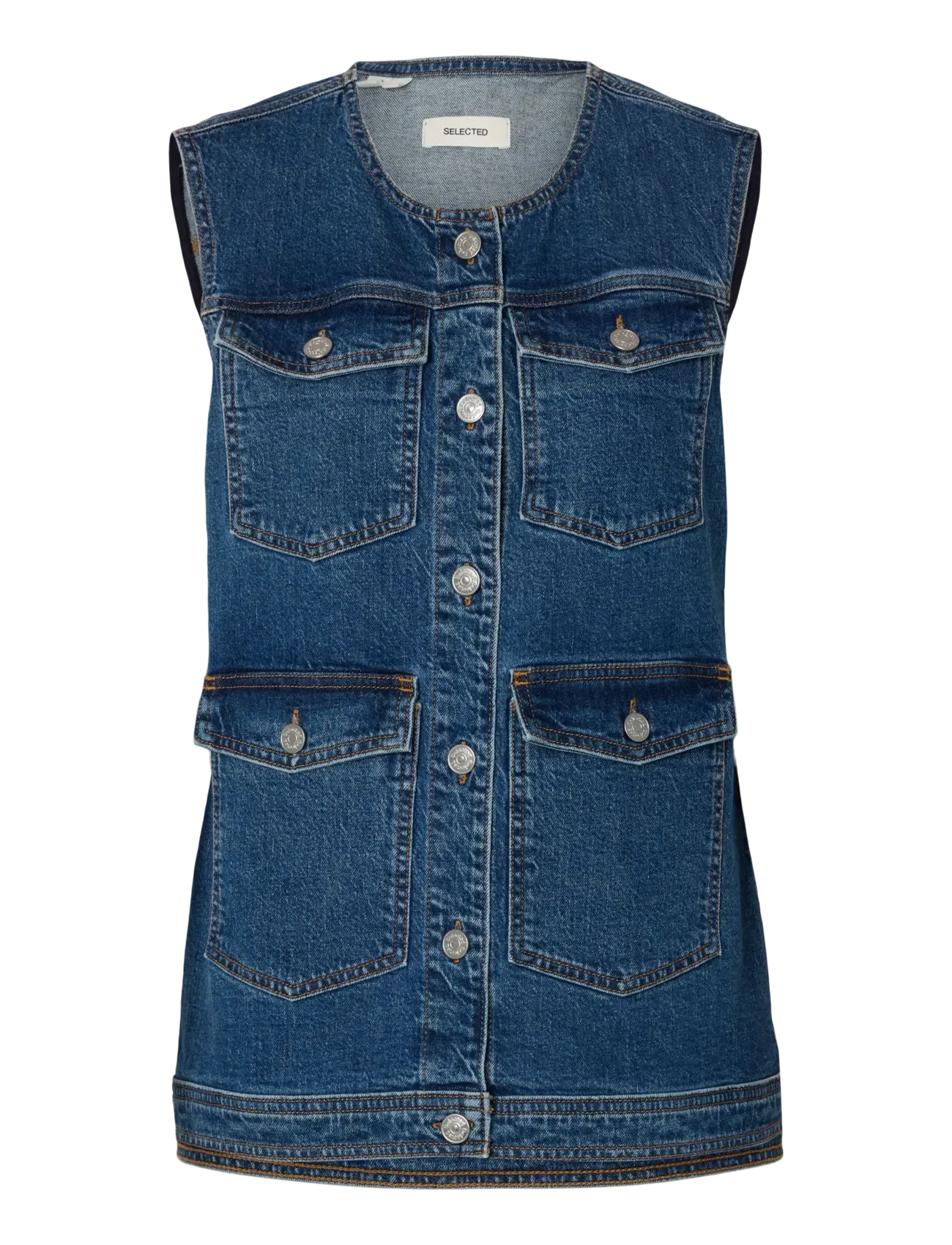 Selected SLFEVA DENIM VEST - Teksavestid - MEDIUM BLUE DENIM / blue