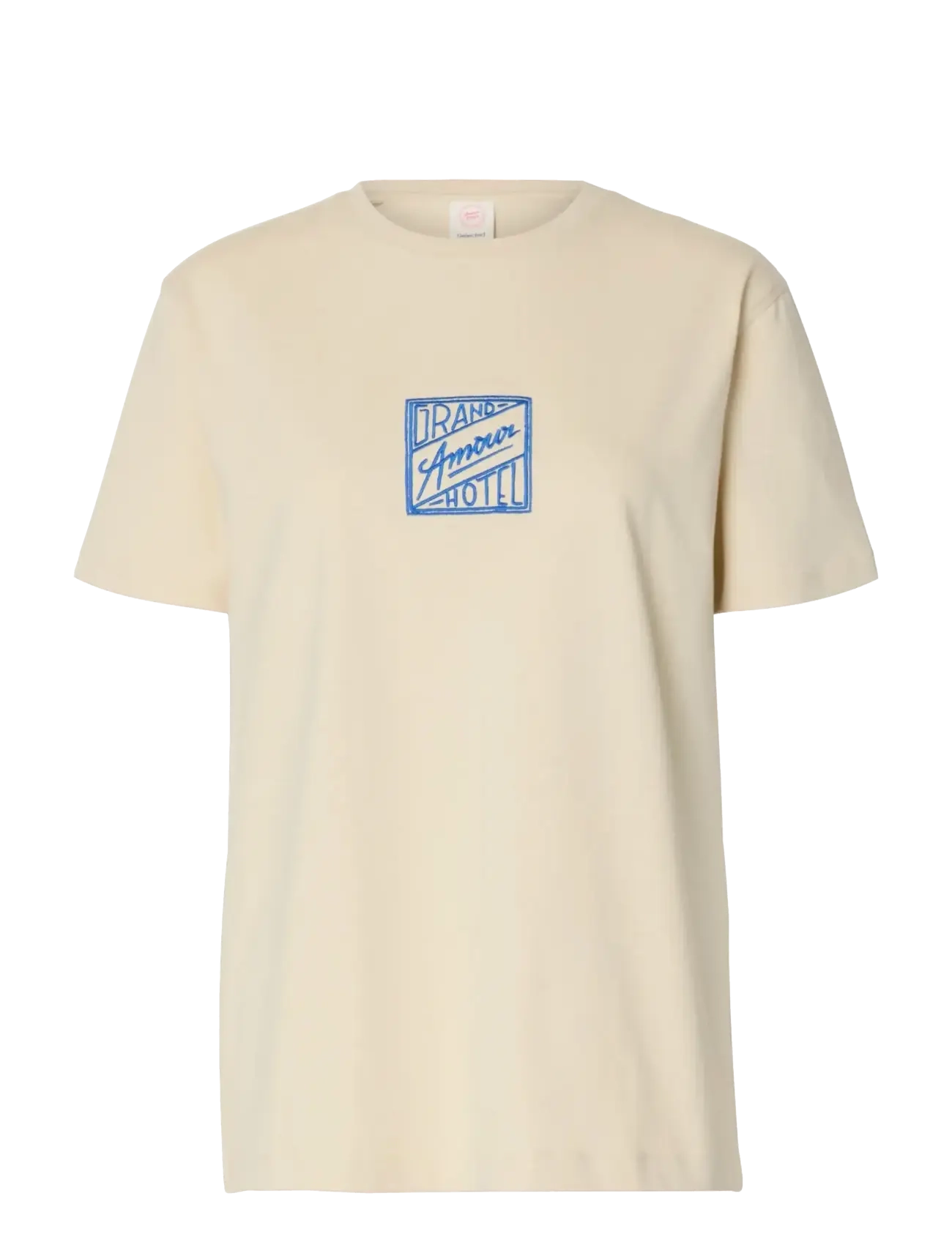Selected SLFRELAXED BROOK SS HOTEL AMOUR TEE - Selected - ANGORA / cream