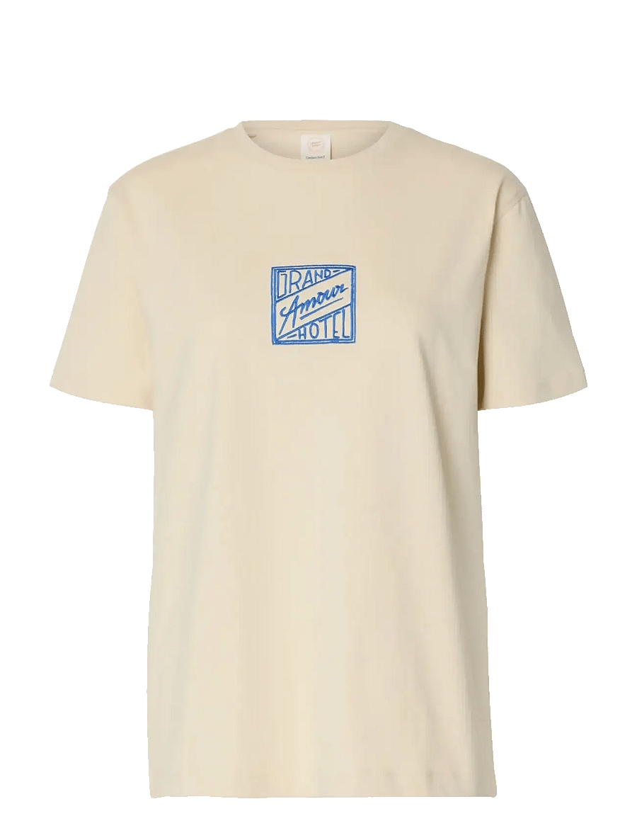 Selected - SLFRELAXED BROOK SS HOTEL AMOUR TEE - t-särgid - angora - 1