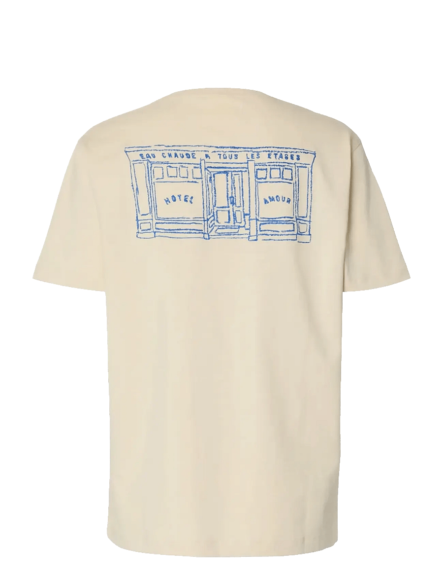 Selected - SLFRELAXED BROOK SS HOTEL AMOUR TEE - t-särgid - angora - 2