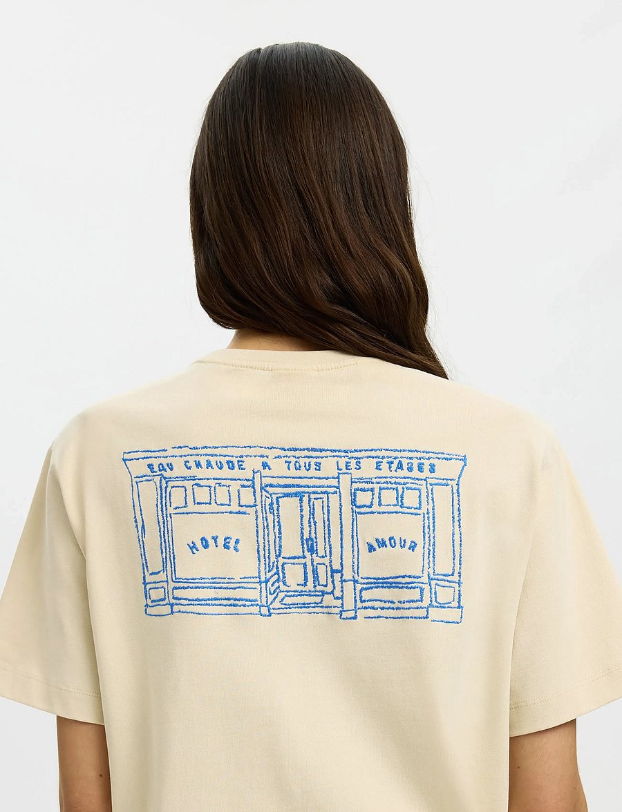 Selected - SLFRELAXED BROOK SS HOTEL AMOUR TEE - t-särgid - angora - 5