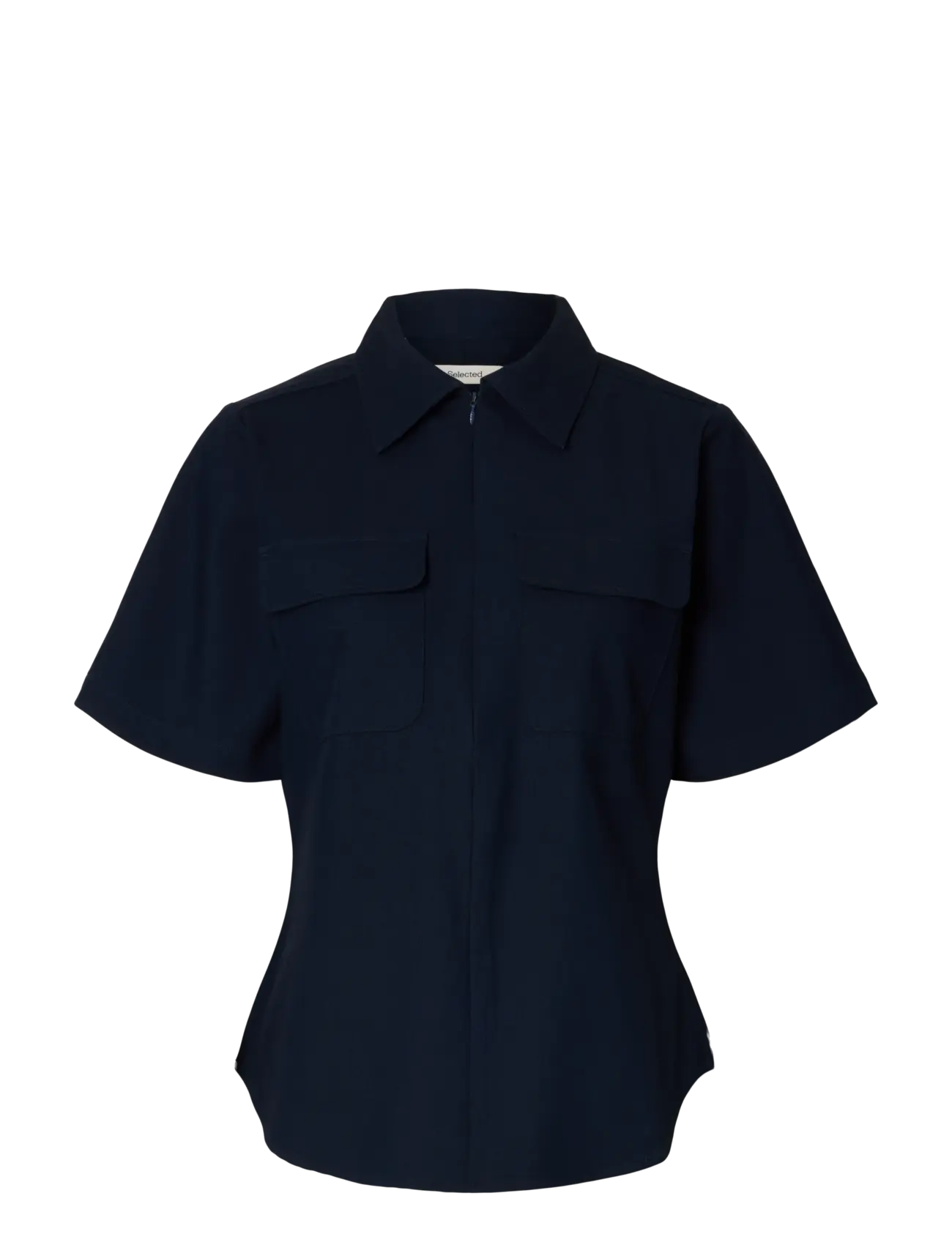 Selected SLFTORA SLIM SS ZIP SHIRT B - Tøj - DARK SAPPHIRE / navy