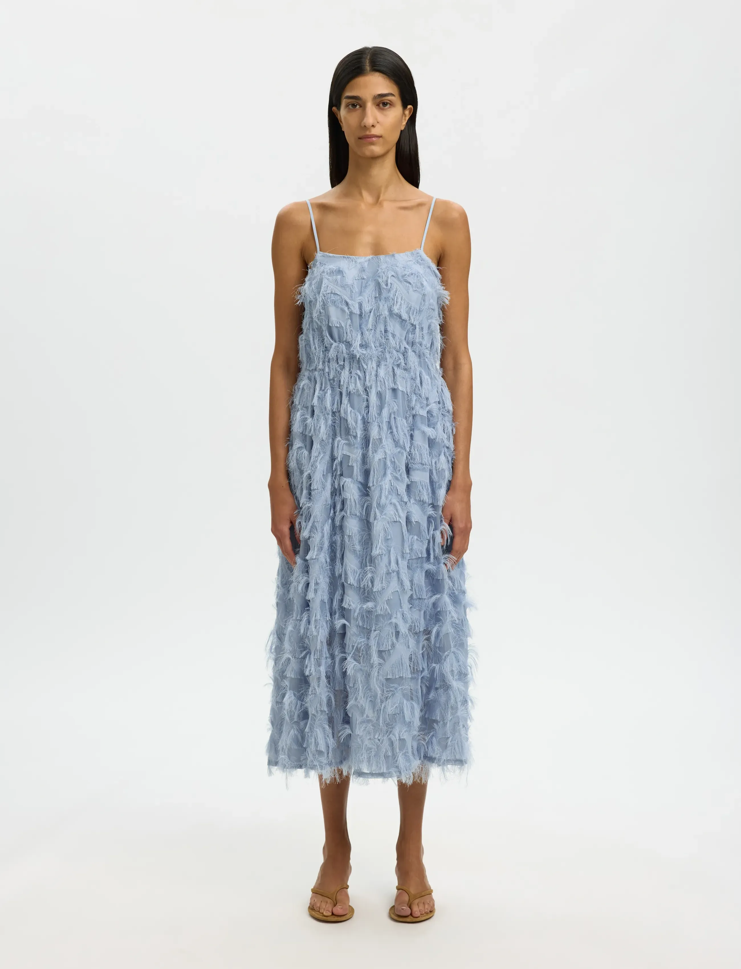 Selected SLFMYLINE REGULAR MIDI STRAP DRESS B - Kjoler - DUSTY BLUE / blue