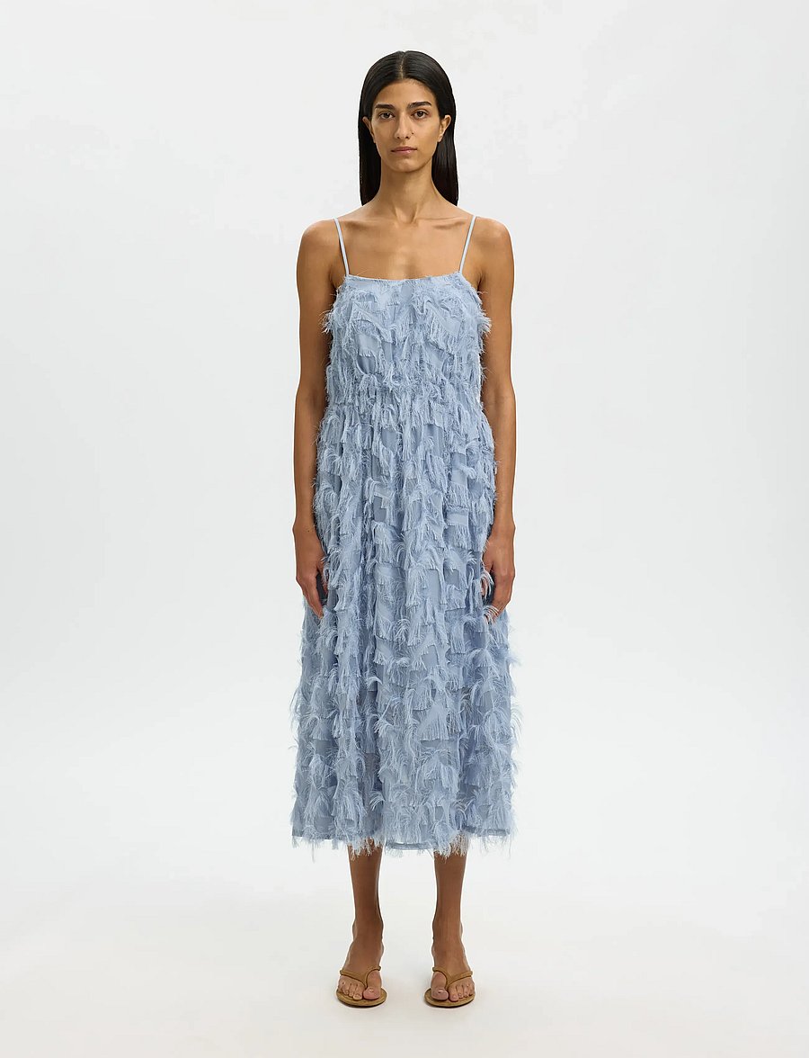Selected - SLFMYLINE REGULAR MIDI STRAP DRESS B - partykleider - dusty blue - 0