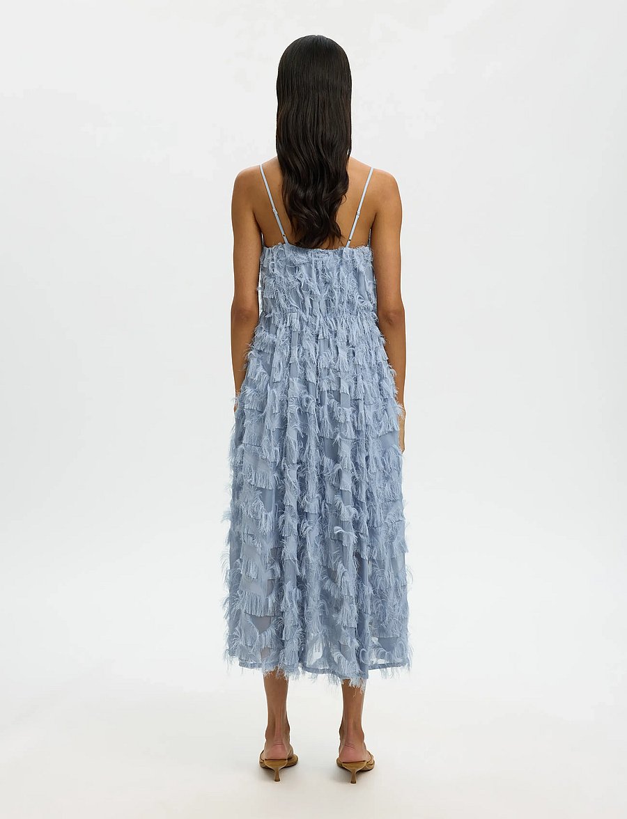 Selected - SLFMYLINE REGULAR MIDI STRAP DRESS B - partykleider - dusty blue - 2