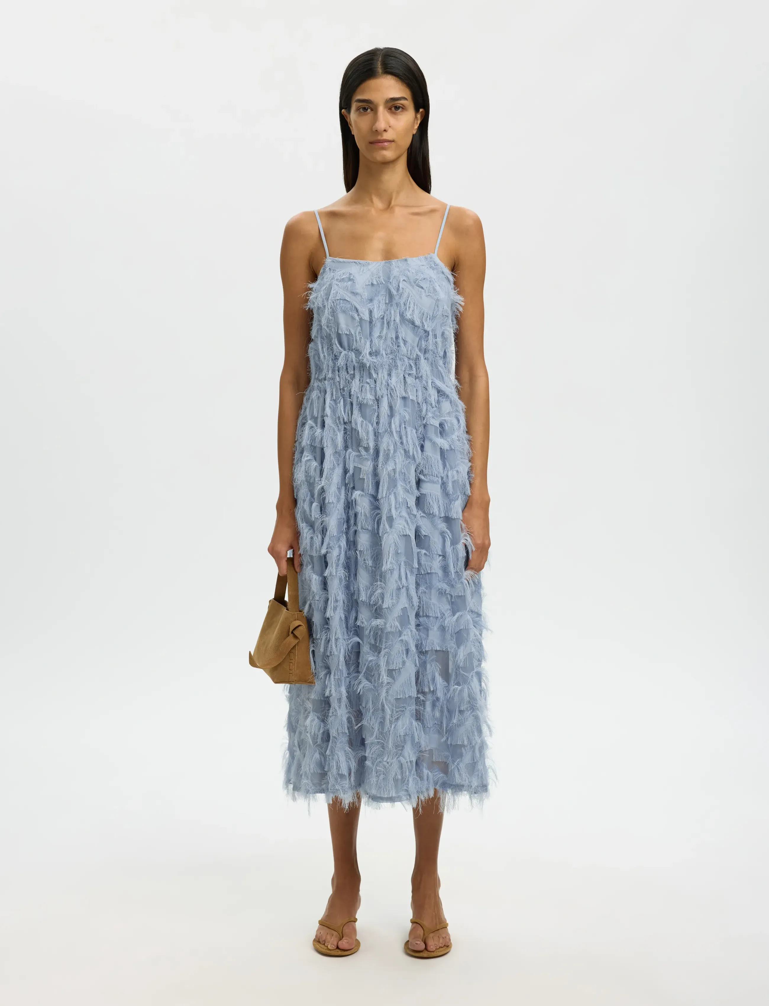 Selected - SLFMYLINE REGULAR MIDI STRAP DRESS B - feestjurken - dusty blue - 3