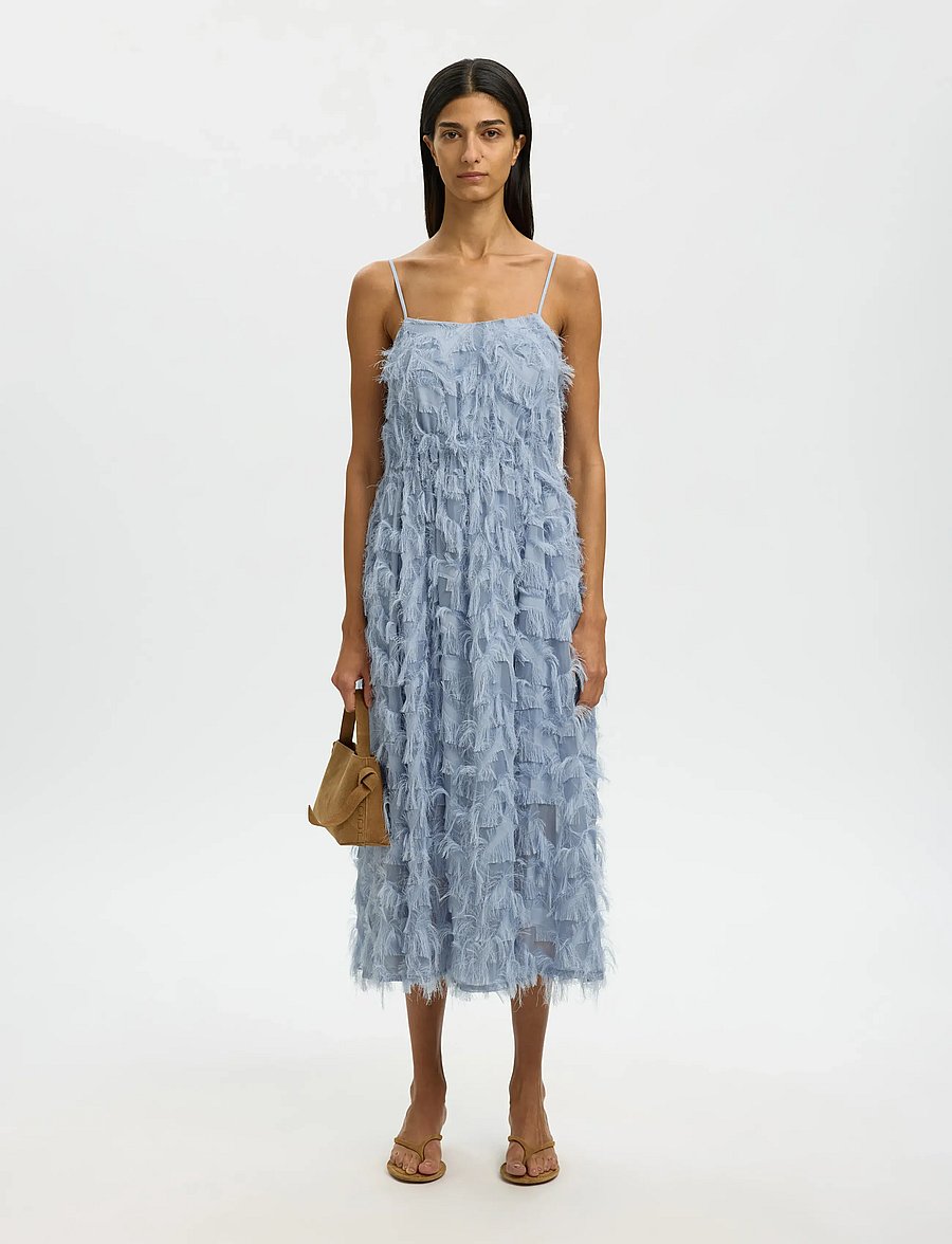 Selected - SLFMYLINE REGULAR MIDI STRAP DRESS B - partykleider - dusty blue - 3