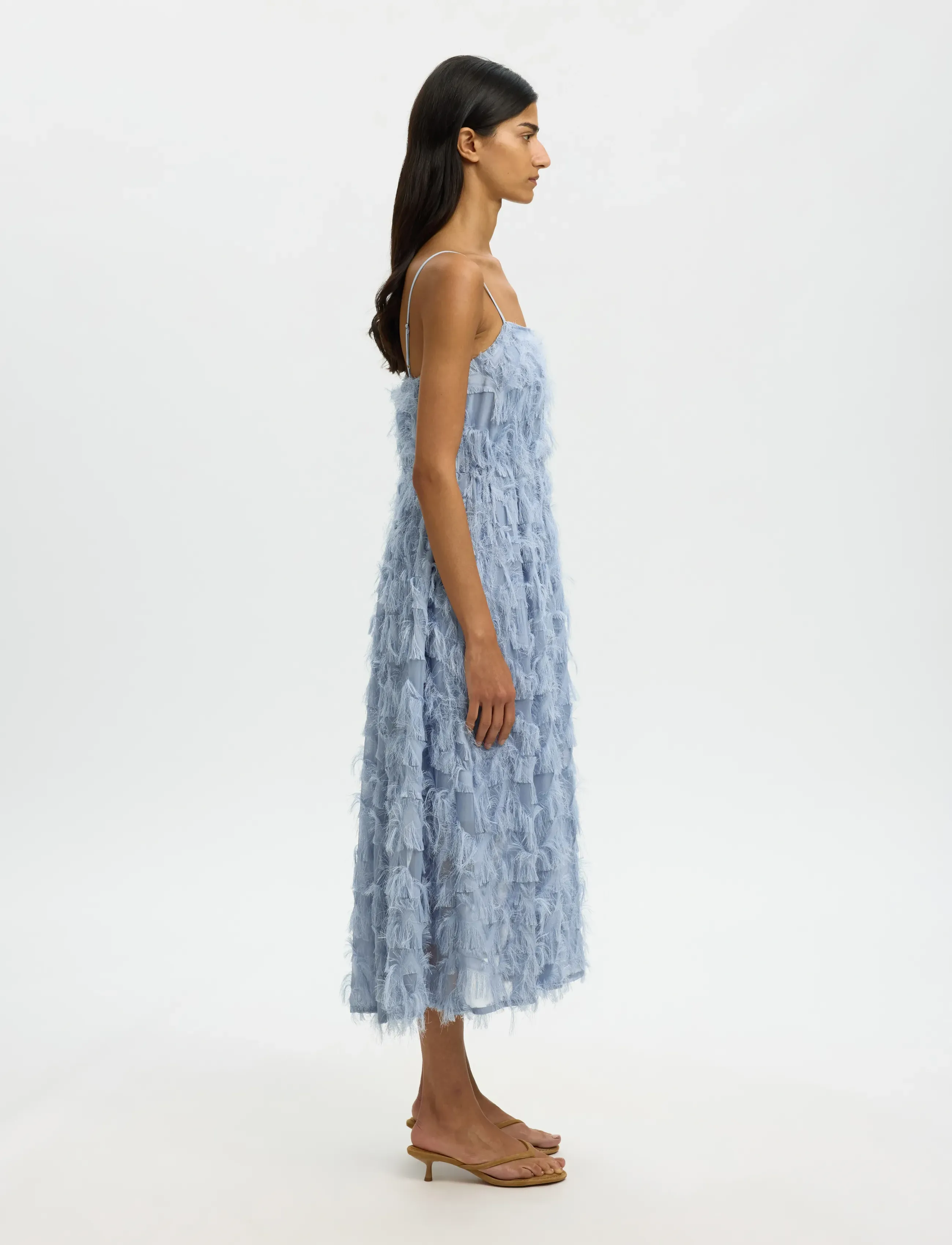 Selected - SLFMYLINE REGULAR MIDI STRAP DRESS B - feestjurken - dusty blue - 4