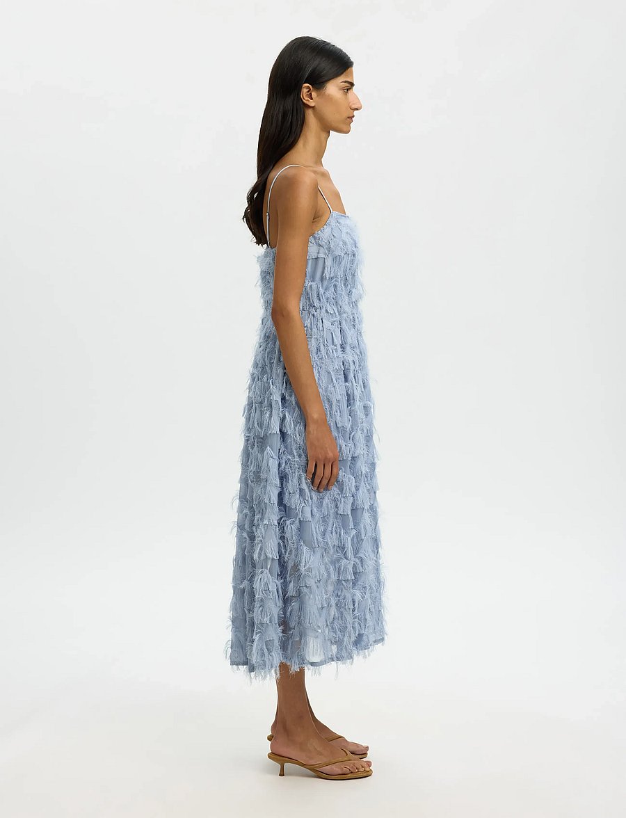 Selected - SLFMYLINE REGULAR MIDI STRAP DRESS B - partykleider - dusty blue - 4