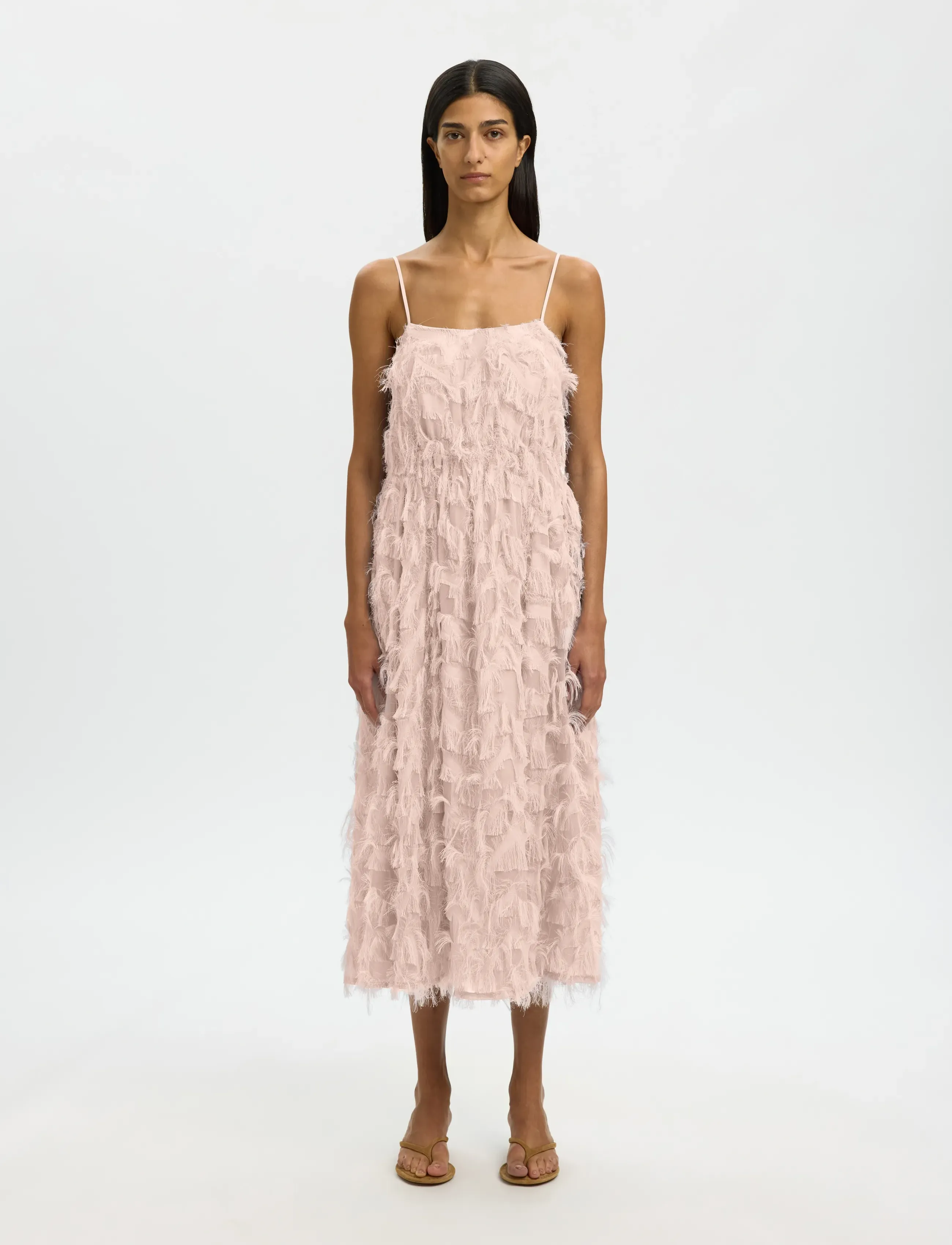 Selected SLFMYLINE REGULAR MIDI STRAP DRESS B - Juhlamekot - PALE DOGWOOD / pink/rose