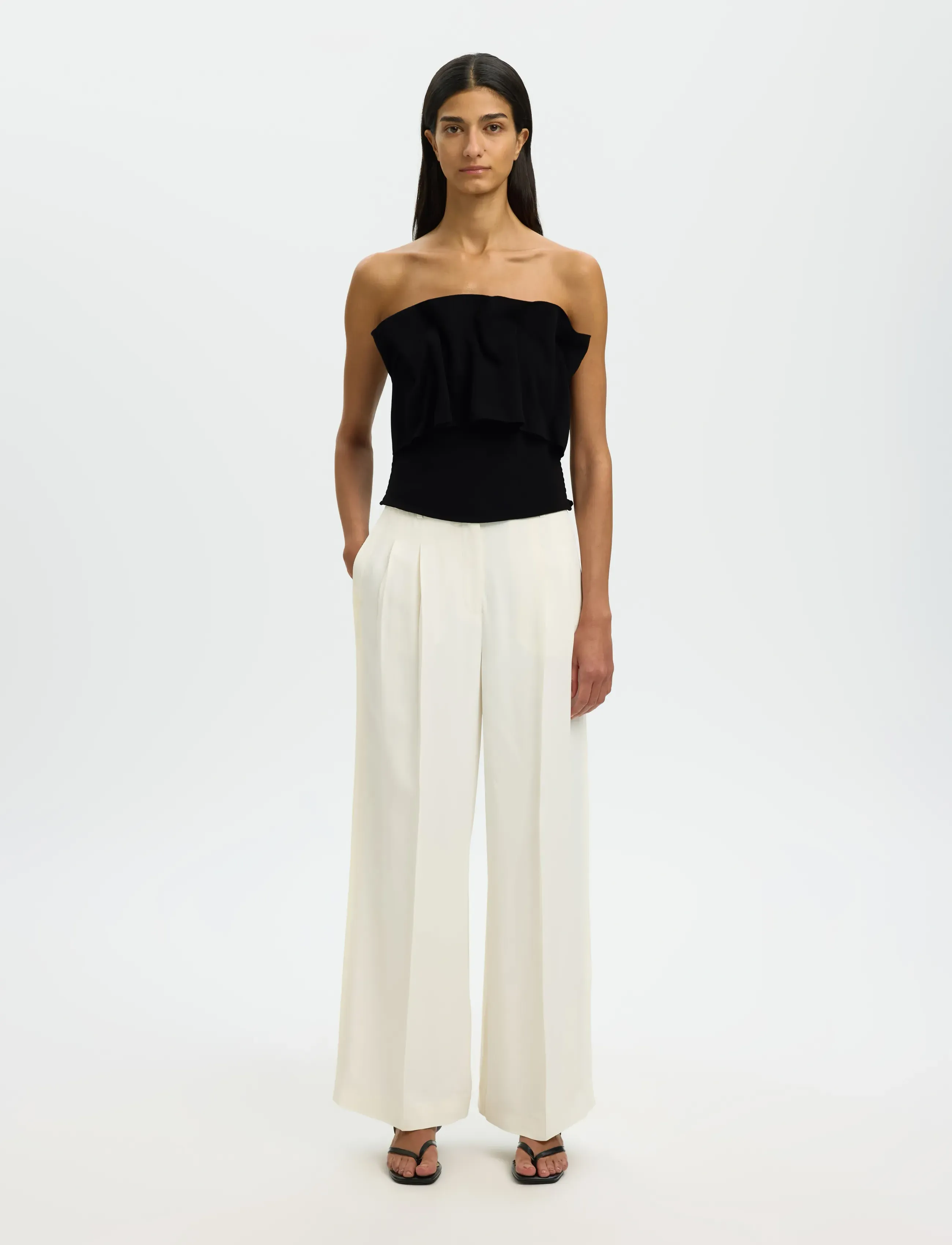 Selected - SLFVINELLE PLEATED BANDEAU TOP  B - varrukateta topid - black - 4