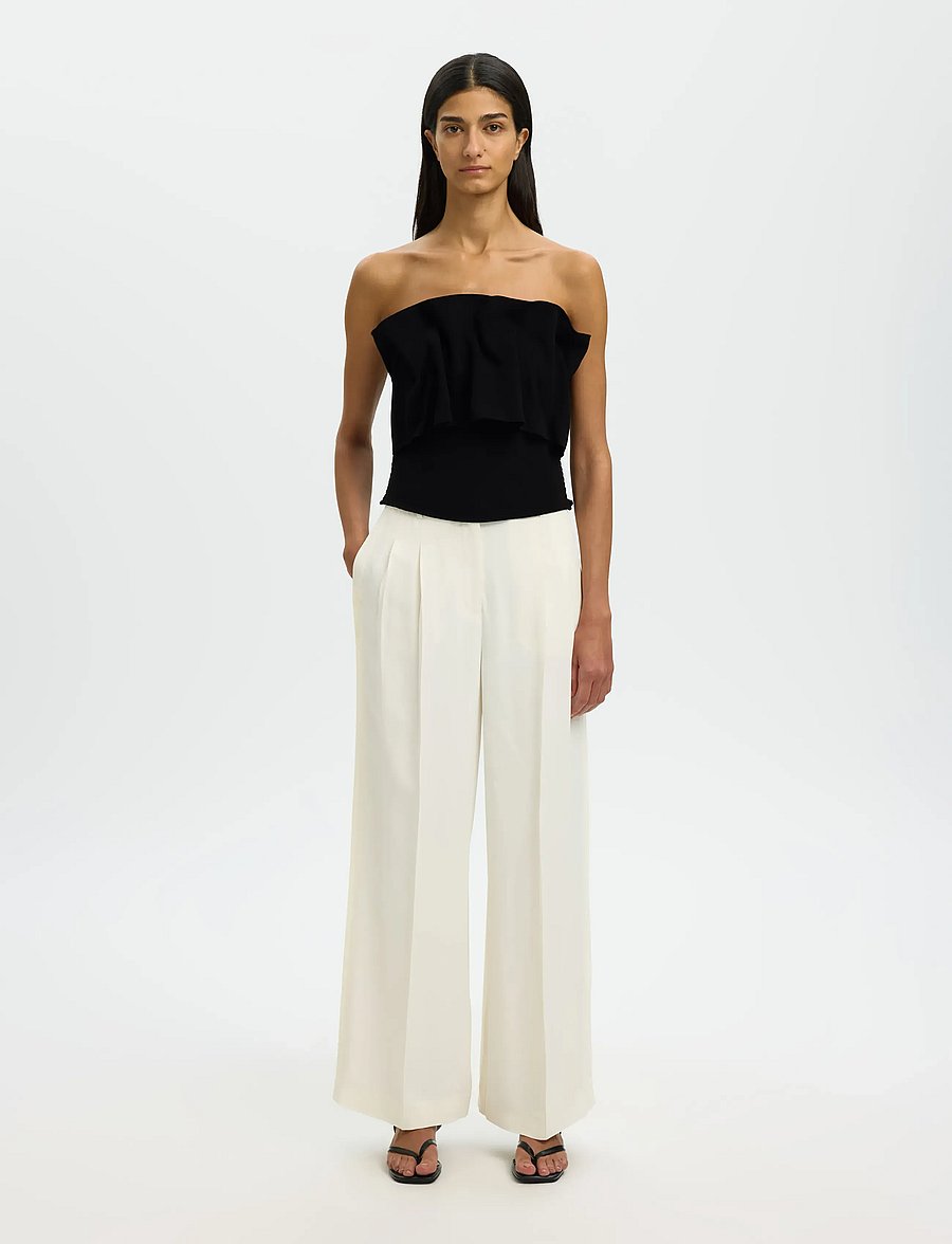 Selected - SLFVINELLE PLEATED BANDEAU TOP B - varrukateta topid - black - 4