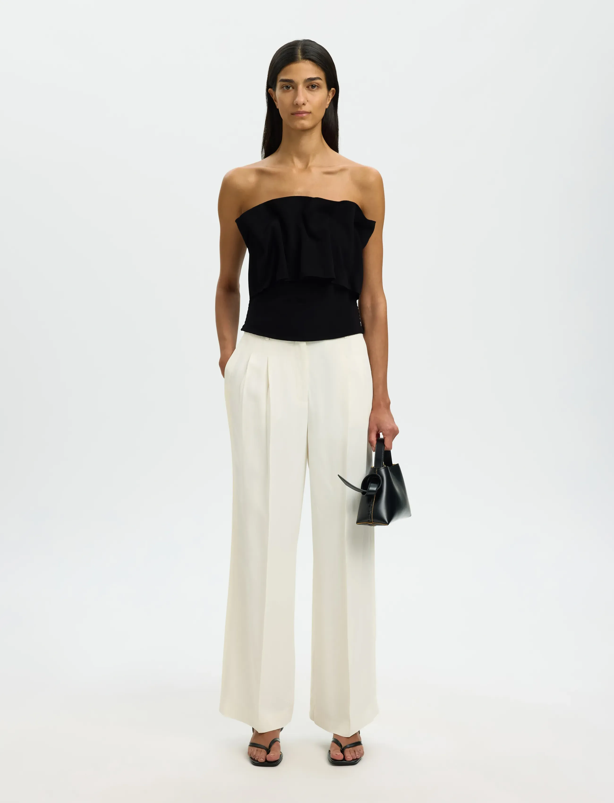 Selected - SLFVINELLE PLEATED BANDEAU TOP  B - varrukateta topid - black - 5