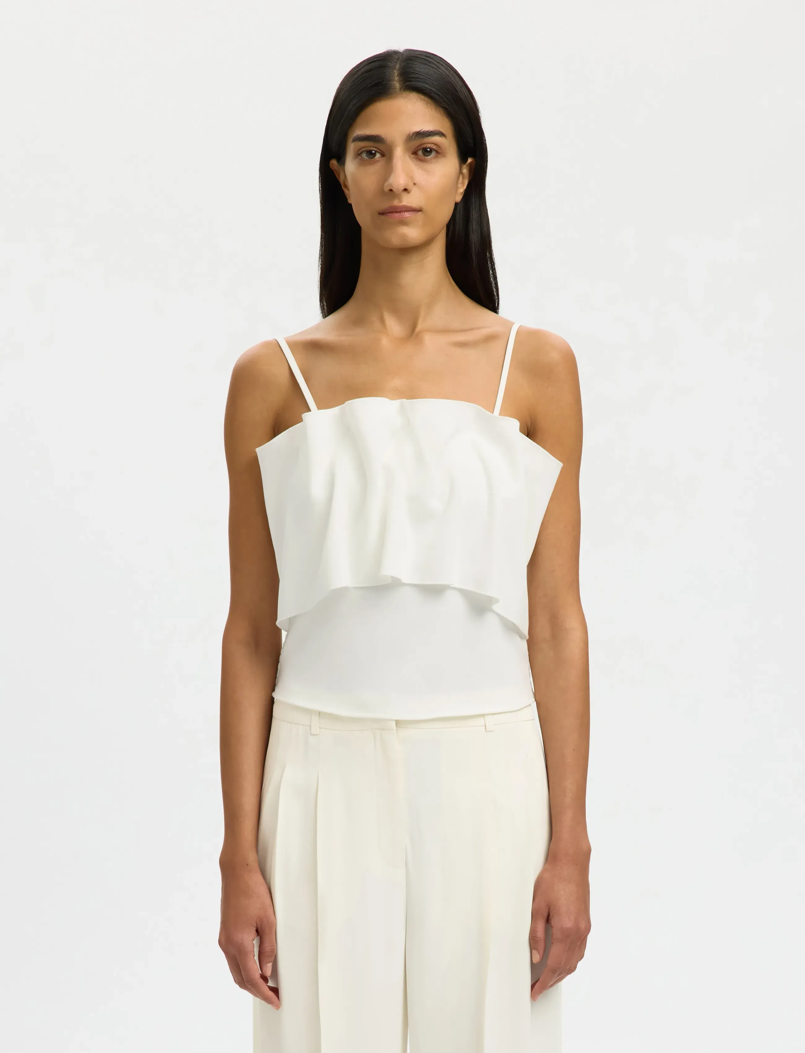 Selected Slfvinelle Pleated Bandeau Top B, 42, White, T-Shirts & Toppe > Uden Ærmer, Dame