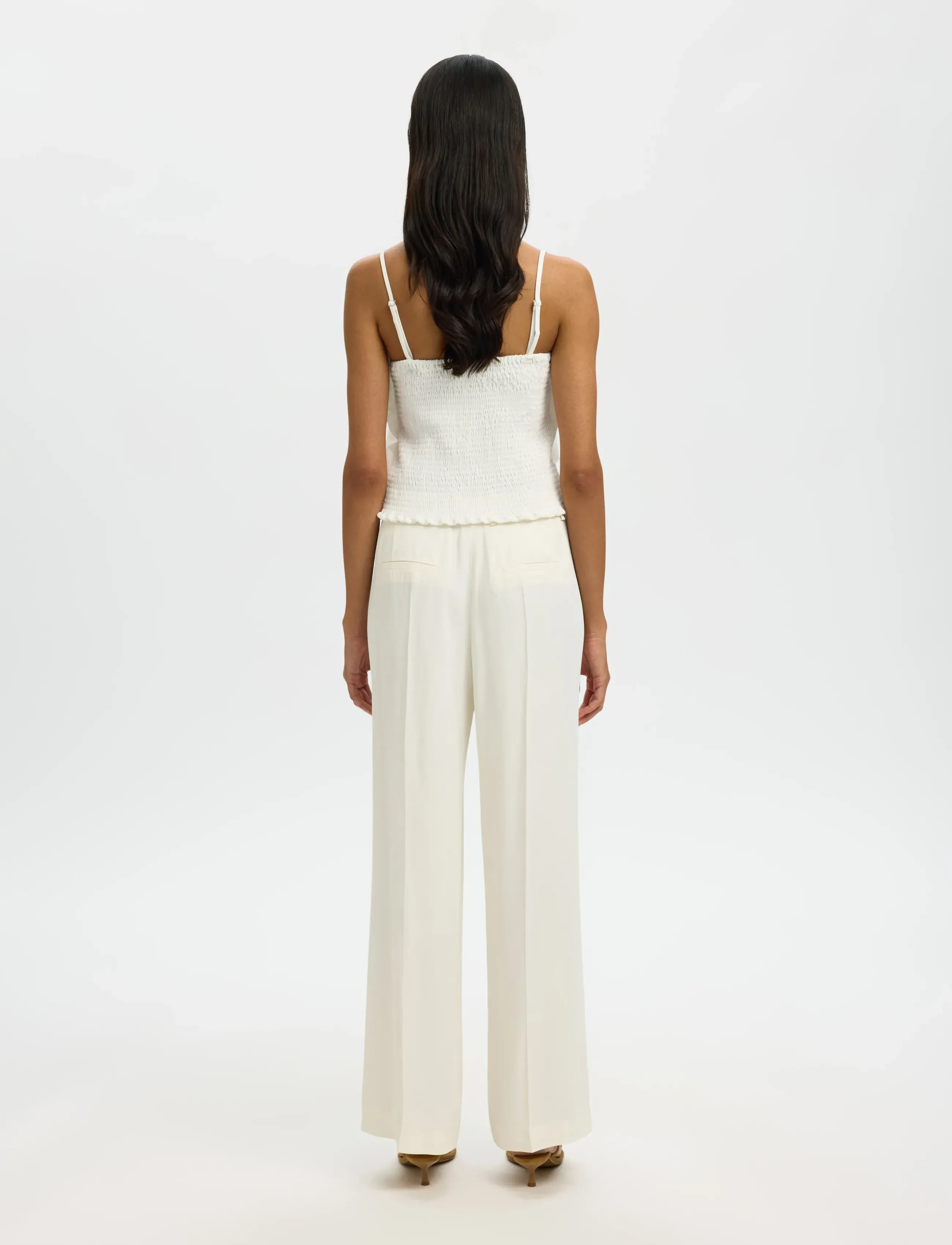 Selected - SLFVINELLE PLEATED BANDEAU TOP  B - hauts sans manches - snow white - 4