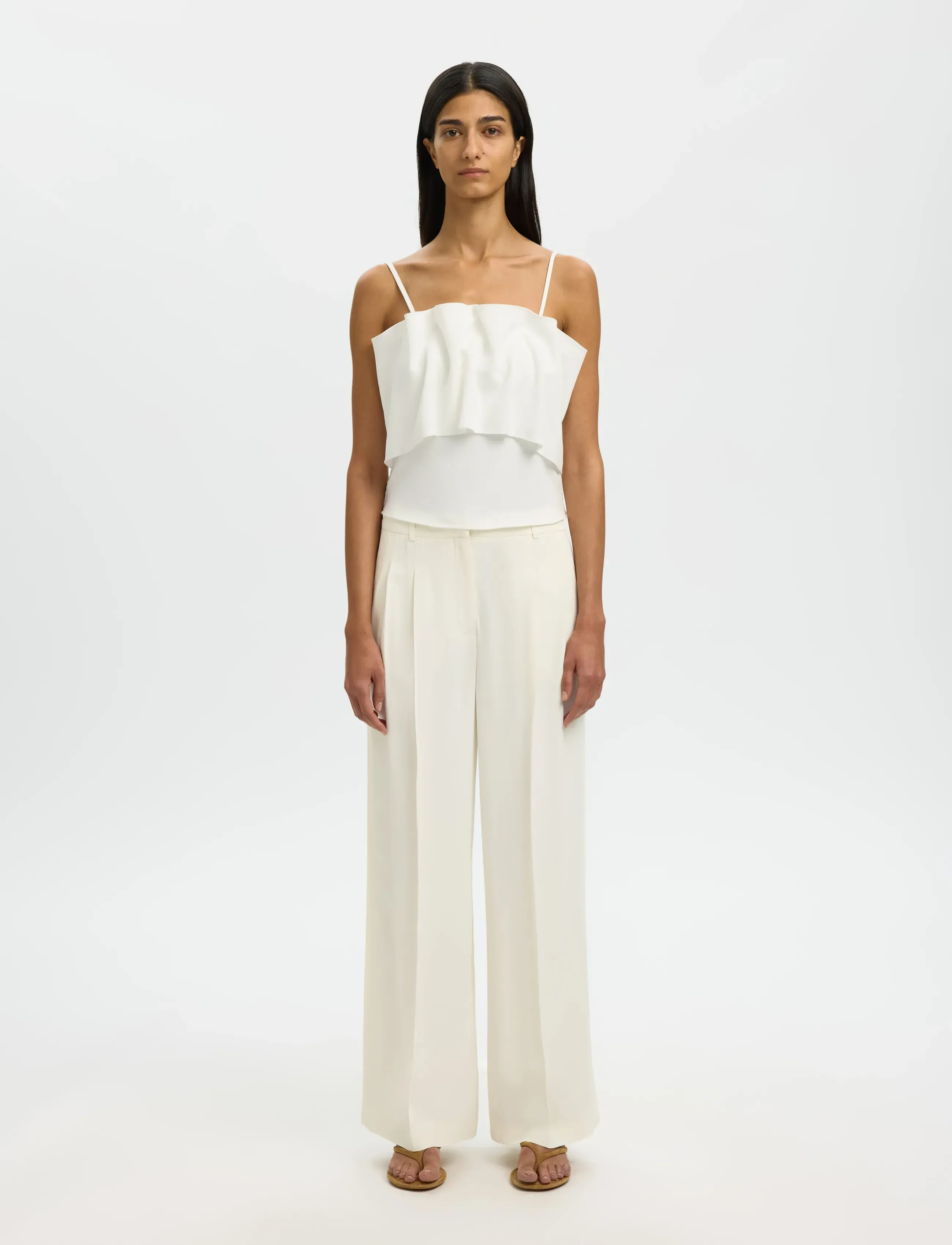 Selected - SLFVINELLE PLEATED BANDEAU TOP  B - hauts sans manches - snow white - 5