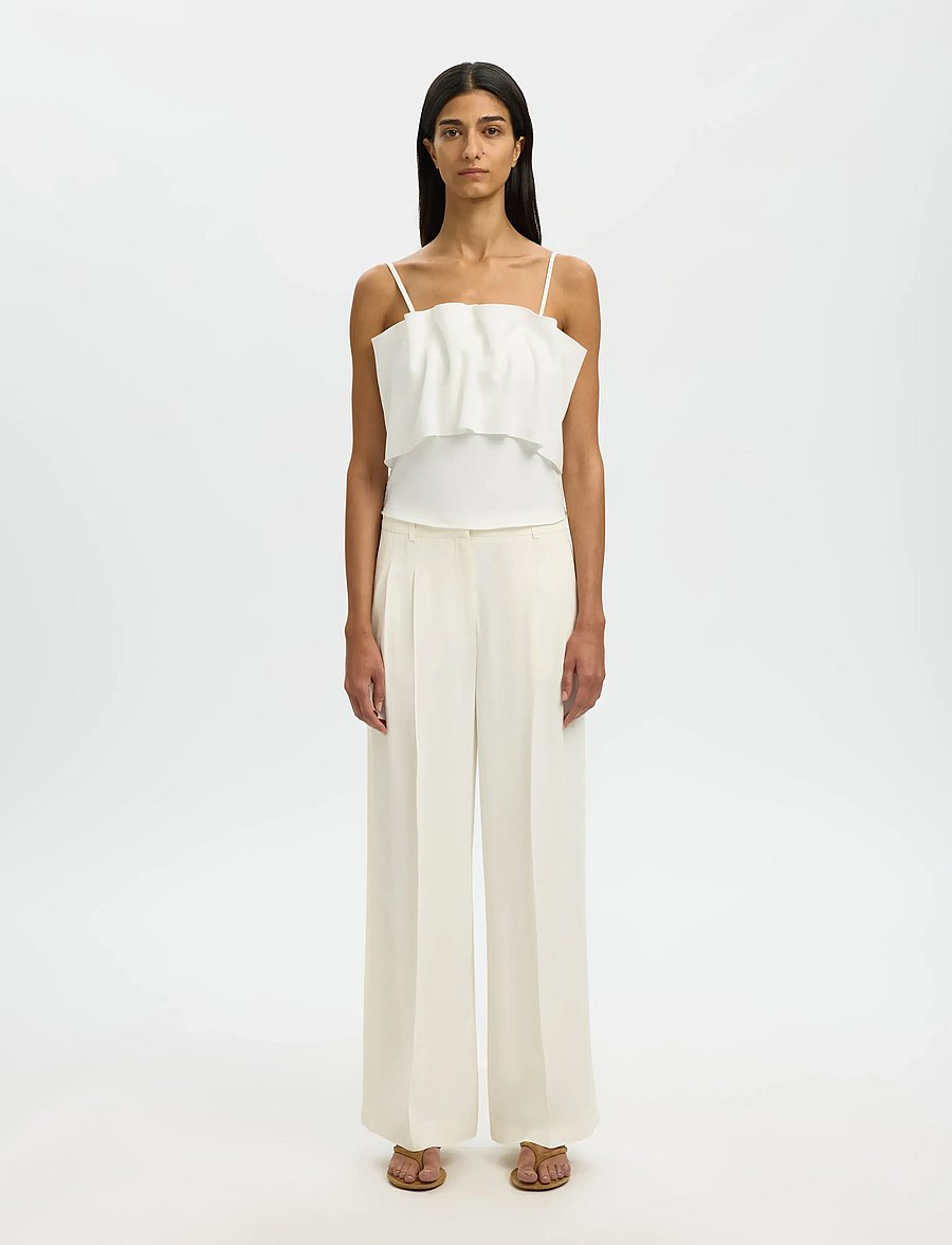 Selected - SLFVINELLE PLEATED BANDEAU TOP B - hauts sans manches - snow white - 5