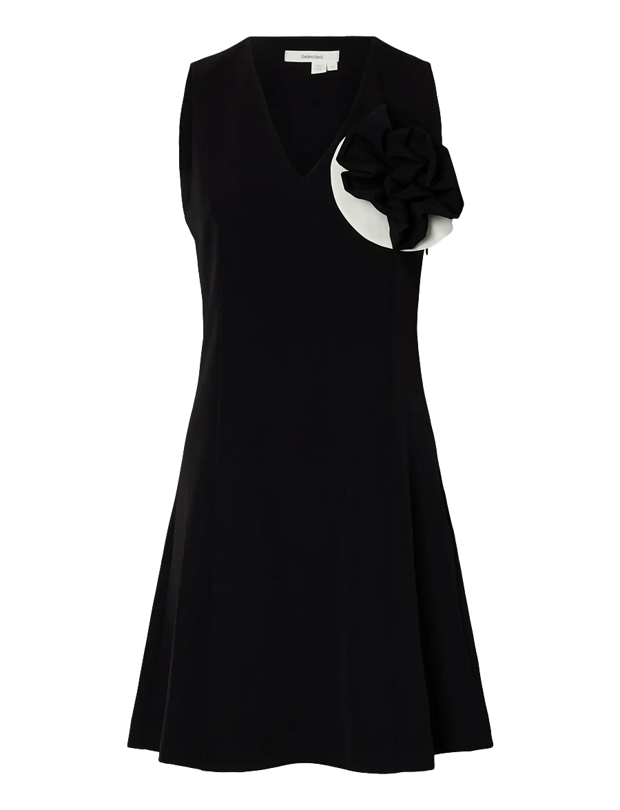 Selected - SLFVINELLE SL SHORT ROSE DRESS B - short dresses - black - 0