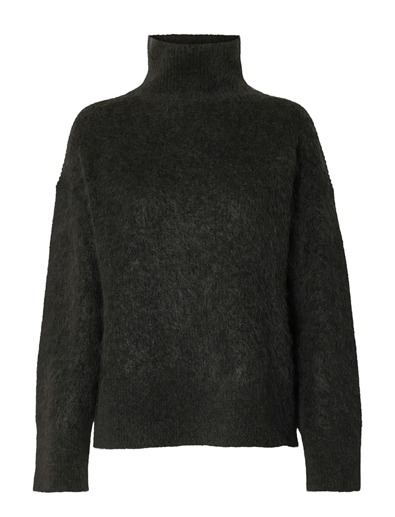 Selected - SLFMIRA MOHAIR LS KNIT HIGH-NECK - stickade tröjor - asphalt - 1