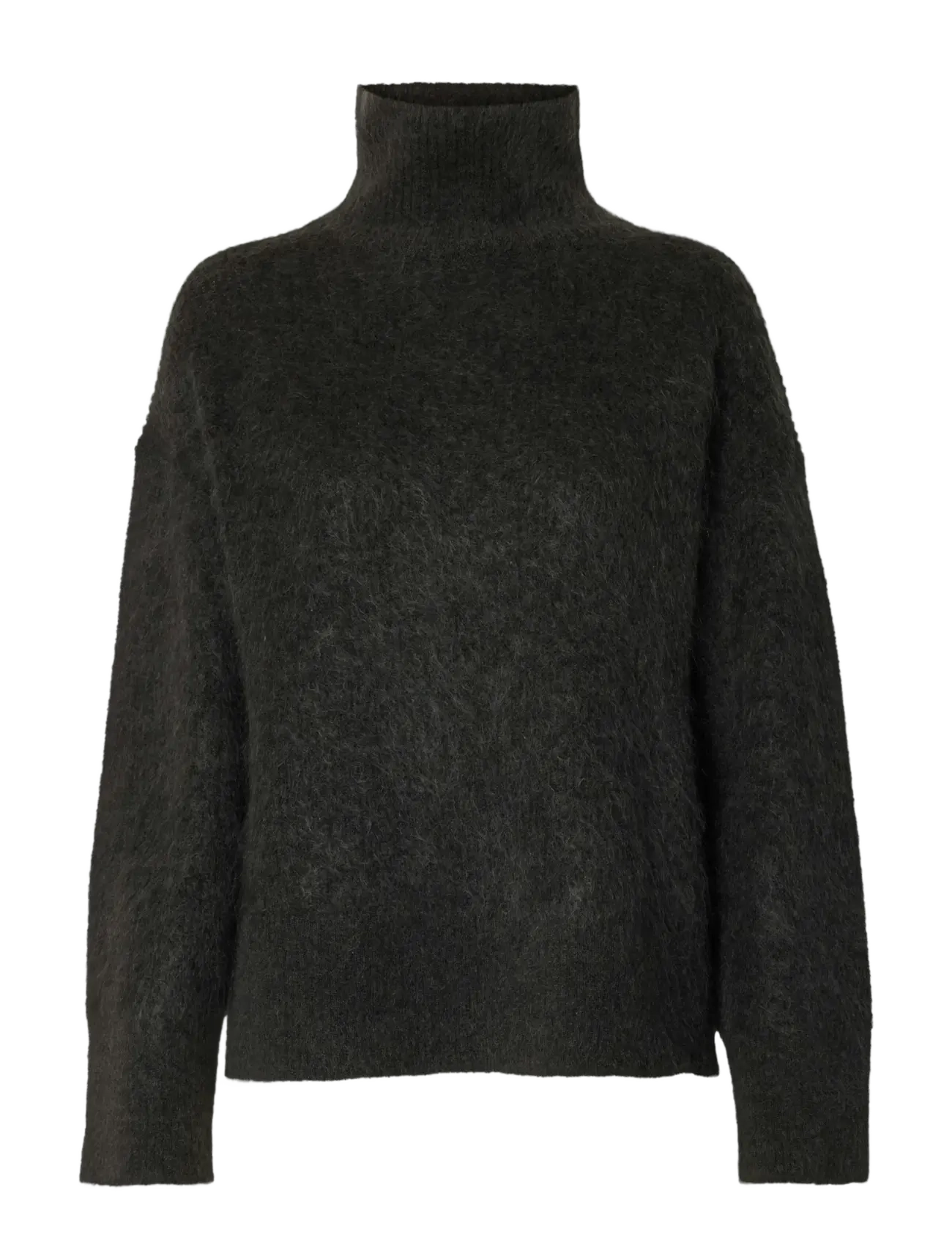 Selected SLFMIRA MOHAIR LS KNIT HIGH-NECK - Striktrøjer - ASPHALT / grey