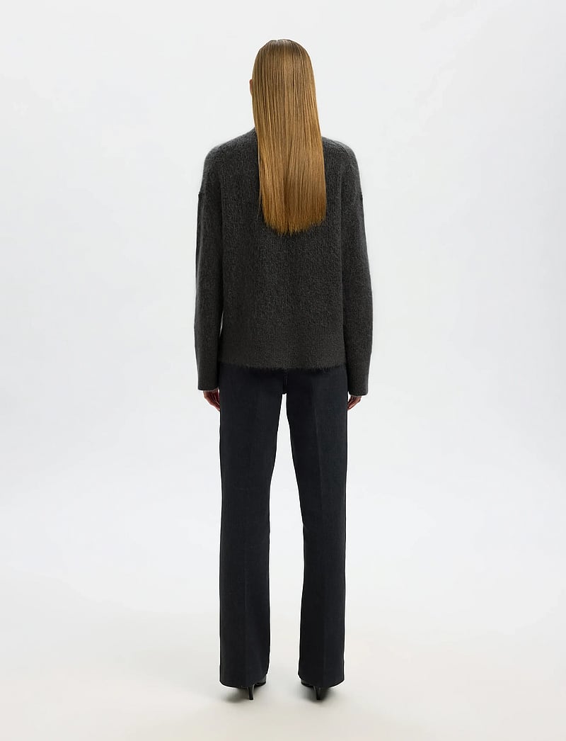 Selected - SLFMIRA MOHAIR LS KNIT HIGH-NECK - stickade tröjor - asphalt - 2