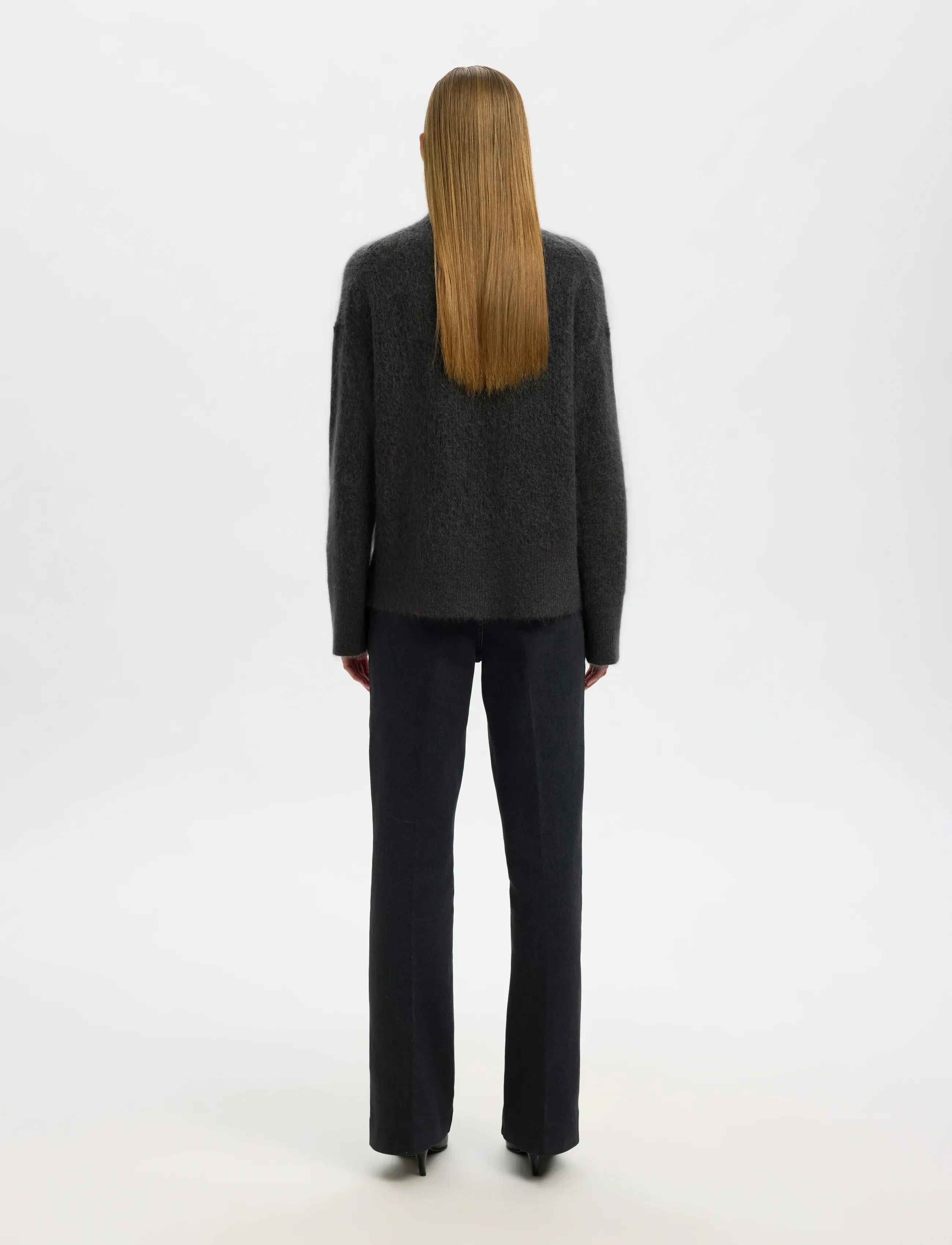Selected - SLFMIRA MOHAIR LS KNIT HIGH-NECK - pullover - asphalt - 2