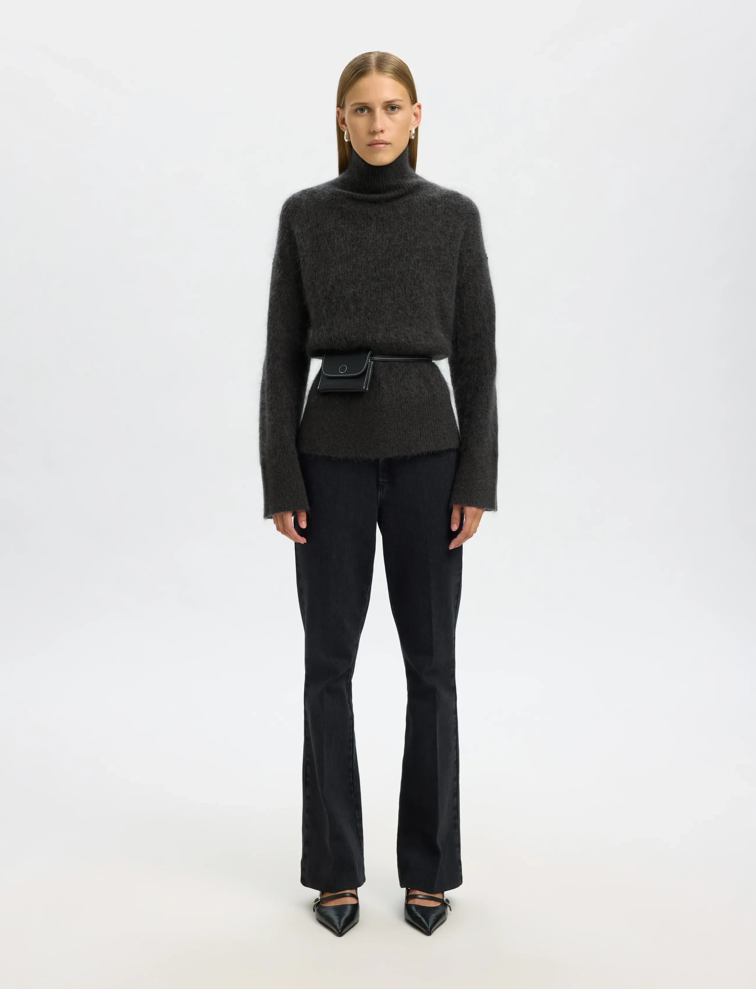 Selected - SLFMIRA MOHAIR LS KNIT HIGH-NECK - pullover - asphalt - 3