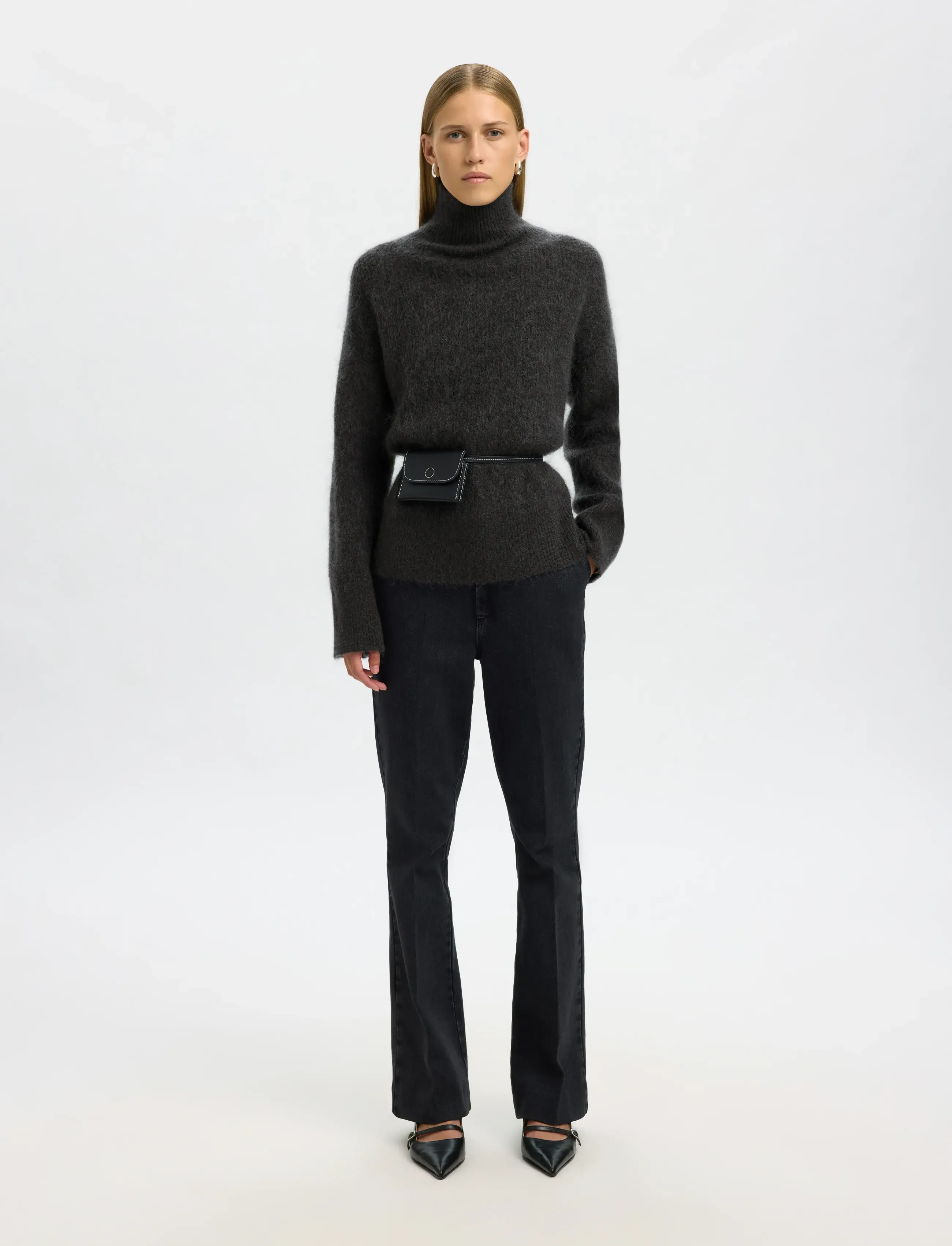 Selected - SLFMIRA MOHAIR LS KNIT HIGH-NECK - pullover - asphalt - 5