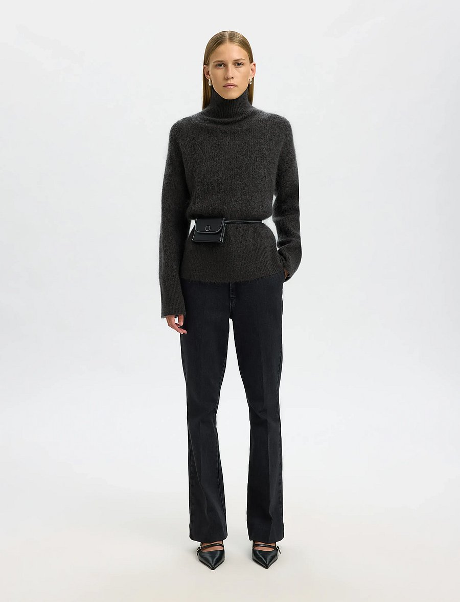 Selected - SLFMIRA MOHAIR LS KNIT HIGH-NECK - pullover - asphalt - 5