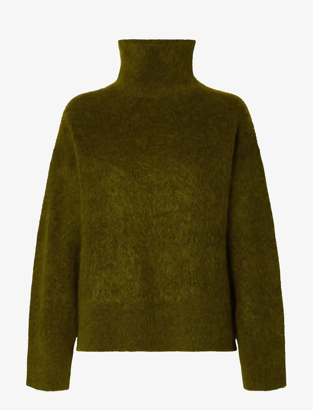 Selected - SLFMIRA MOHAIR LS KNIT HIGH-NECK - stickade tröjor - avocado - 0